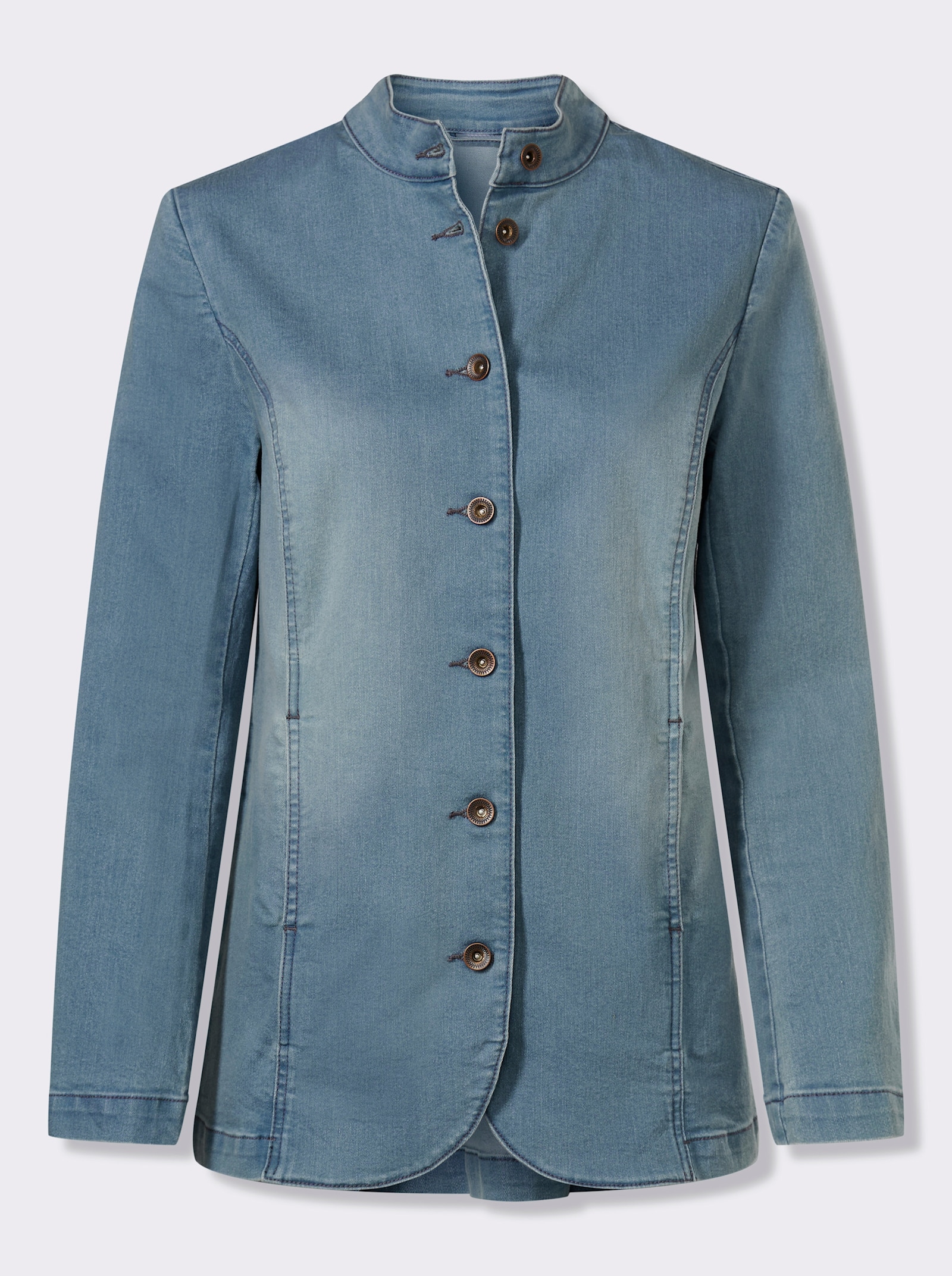 Jeansjacke mit Stehkragen - blue-bleached