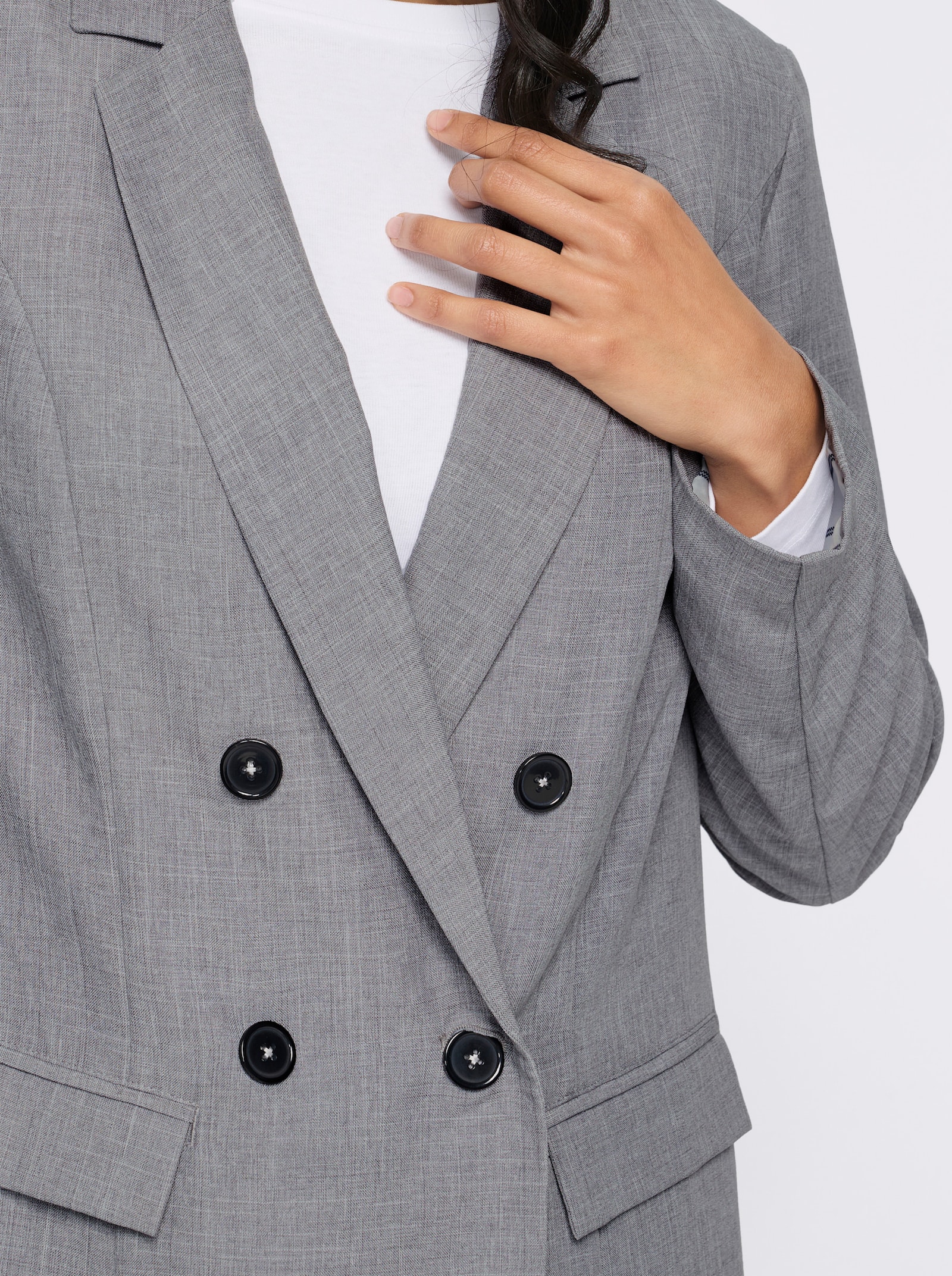 Blazer mit Pattentaschen - hellgrau-meliert