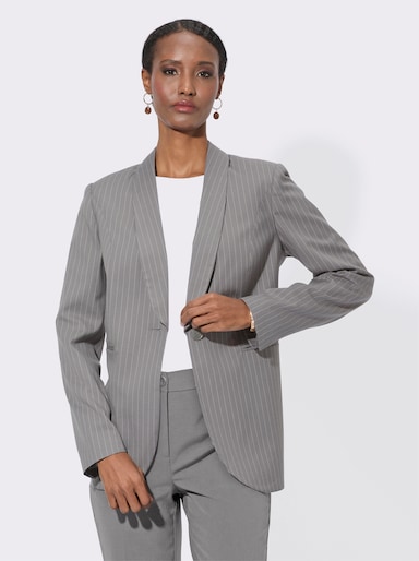 Blazer mit Nadelstreifen - grau-ecru-gestreift