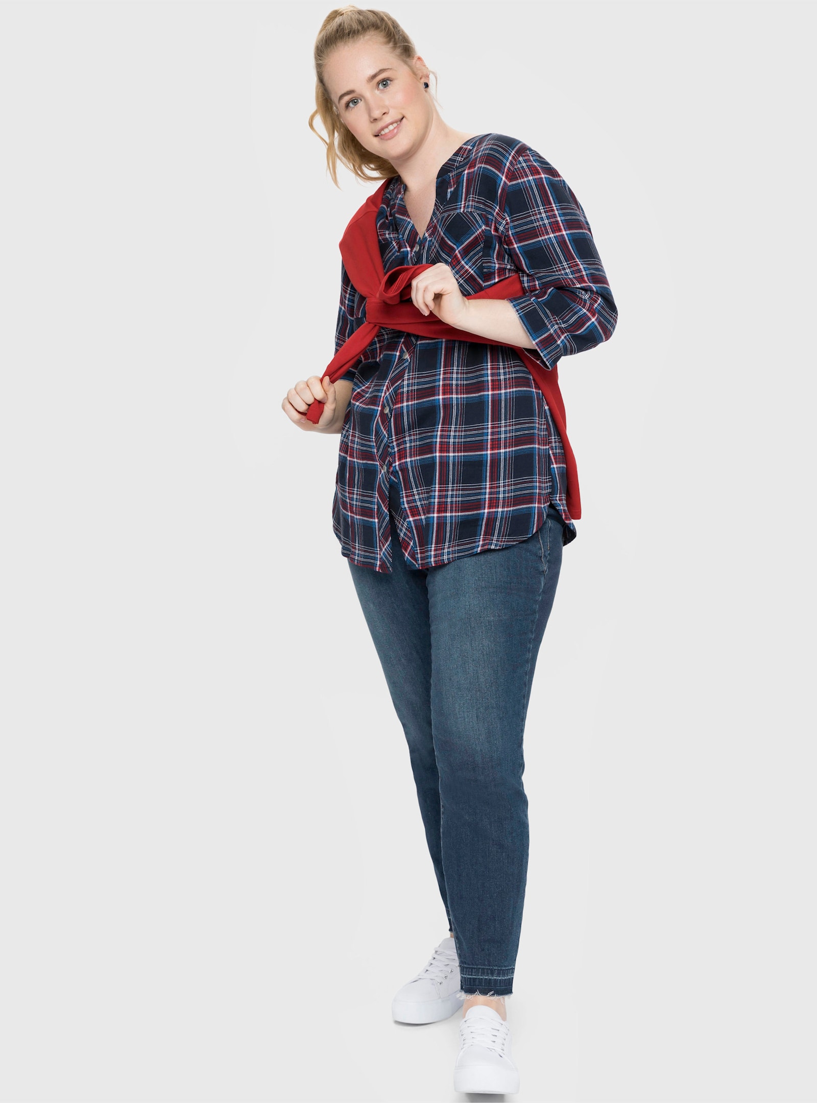 sheego Karobluse mit 3/4-Ärmeln - nachtblau