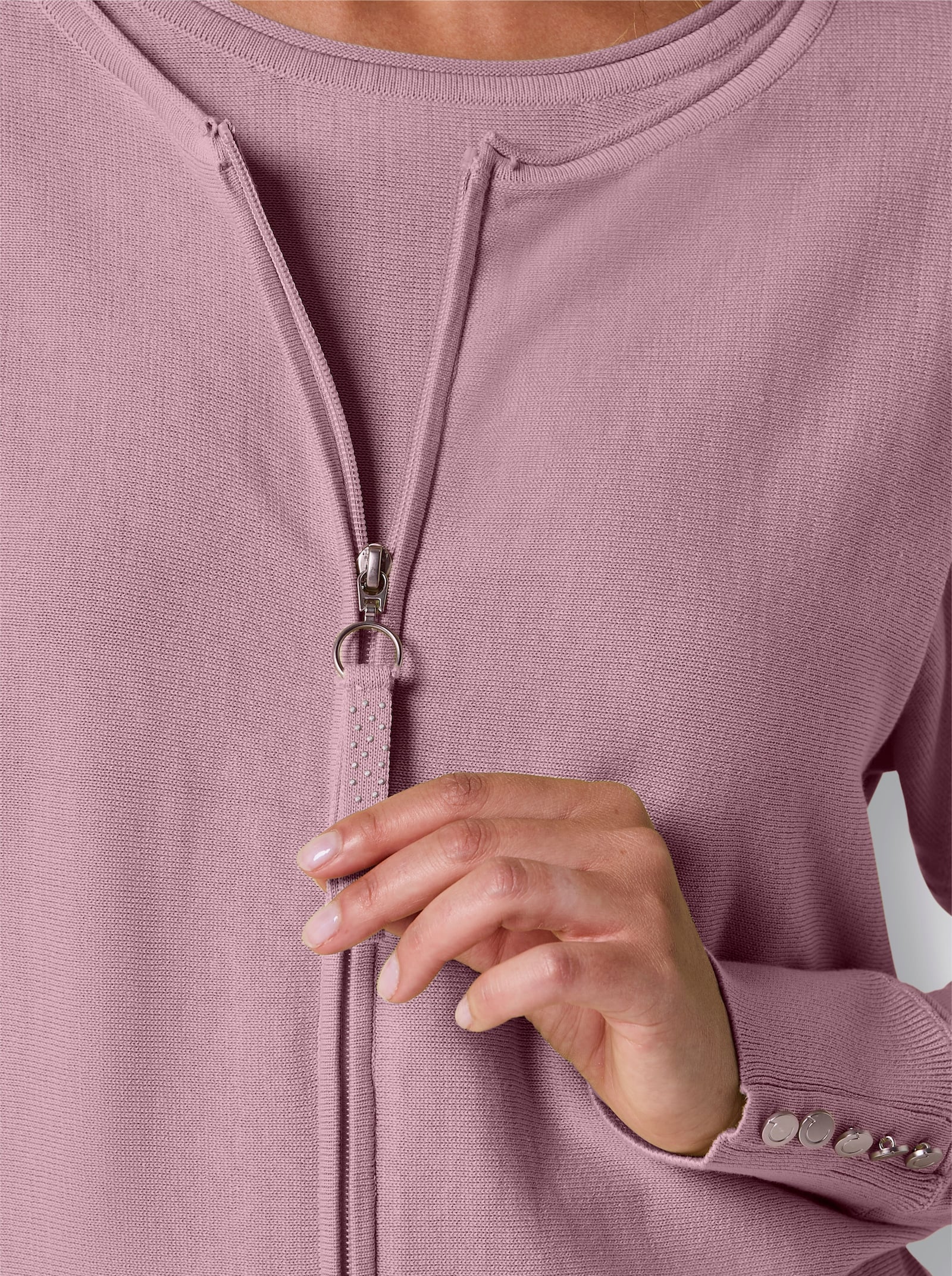 CREATION L PREMIUM Feinstrickjacke mit Fledermaus-Ärmeln - rosé