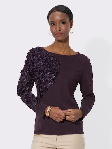 Langarm-Pullover im wertigen Mix aus Viskose und Lyocell - aubergine