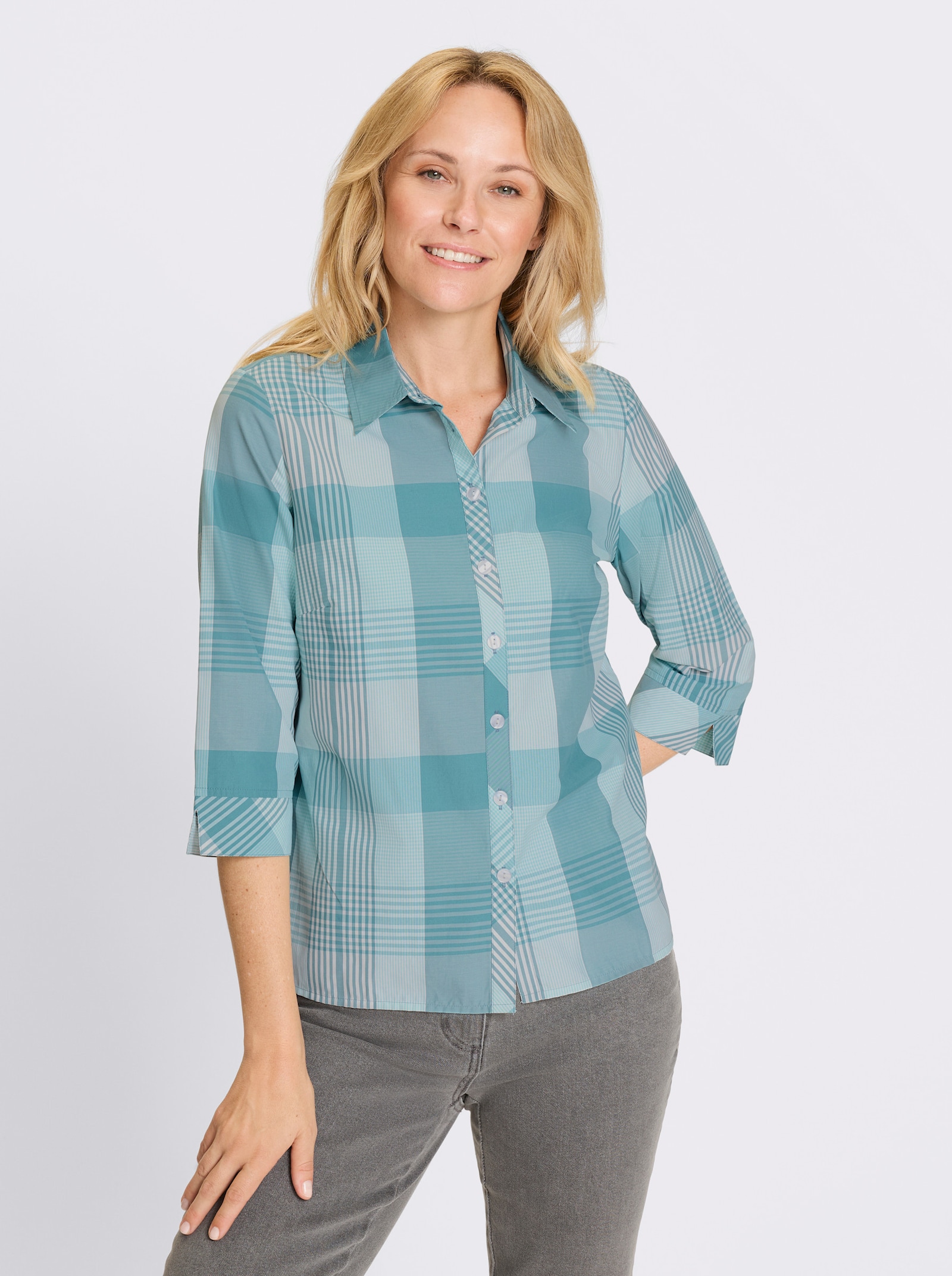 Karobluse - ozean-weiß-kariert