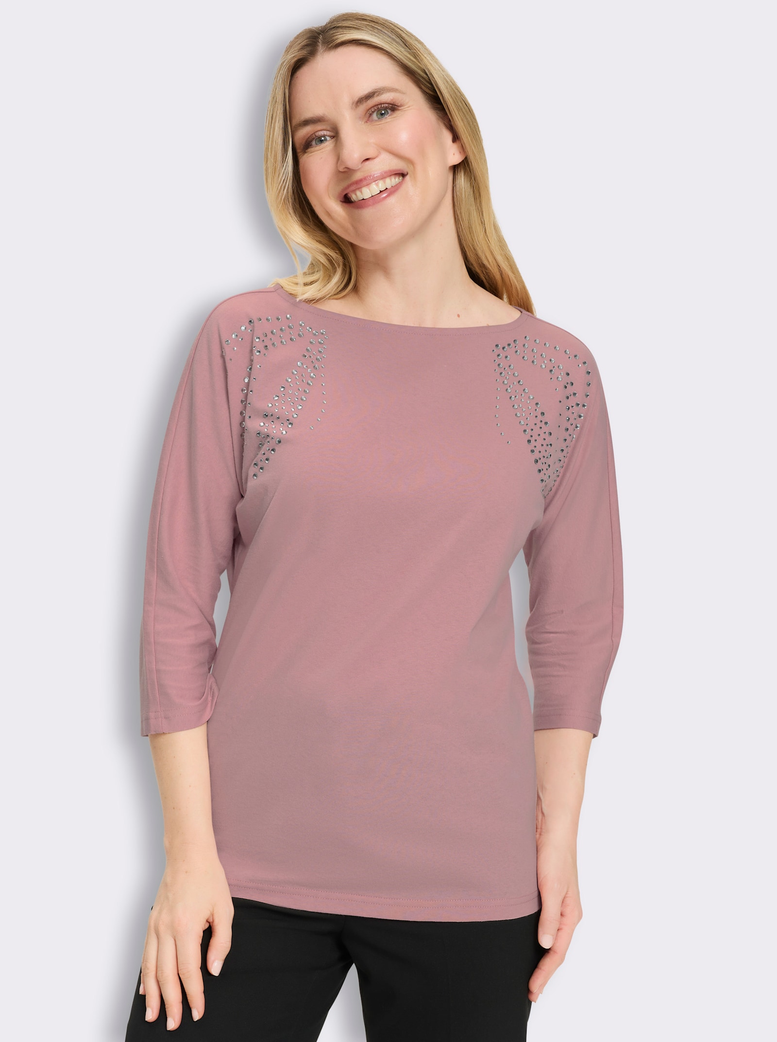 3/4-Arm-Shirt mit Fledermaus-Ärmeln - hortensie