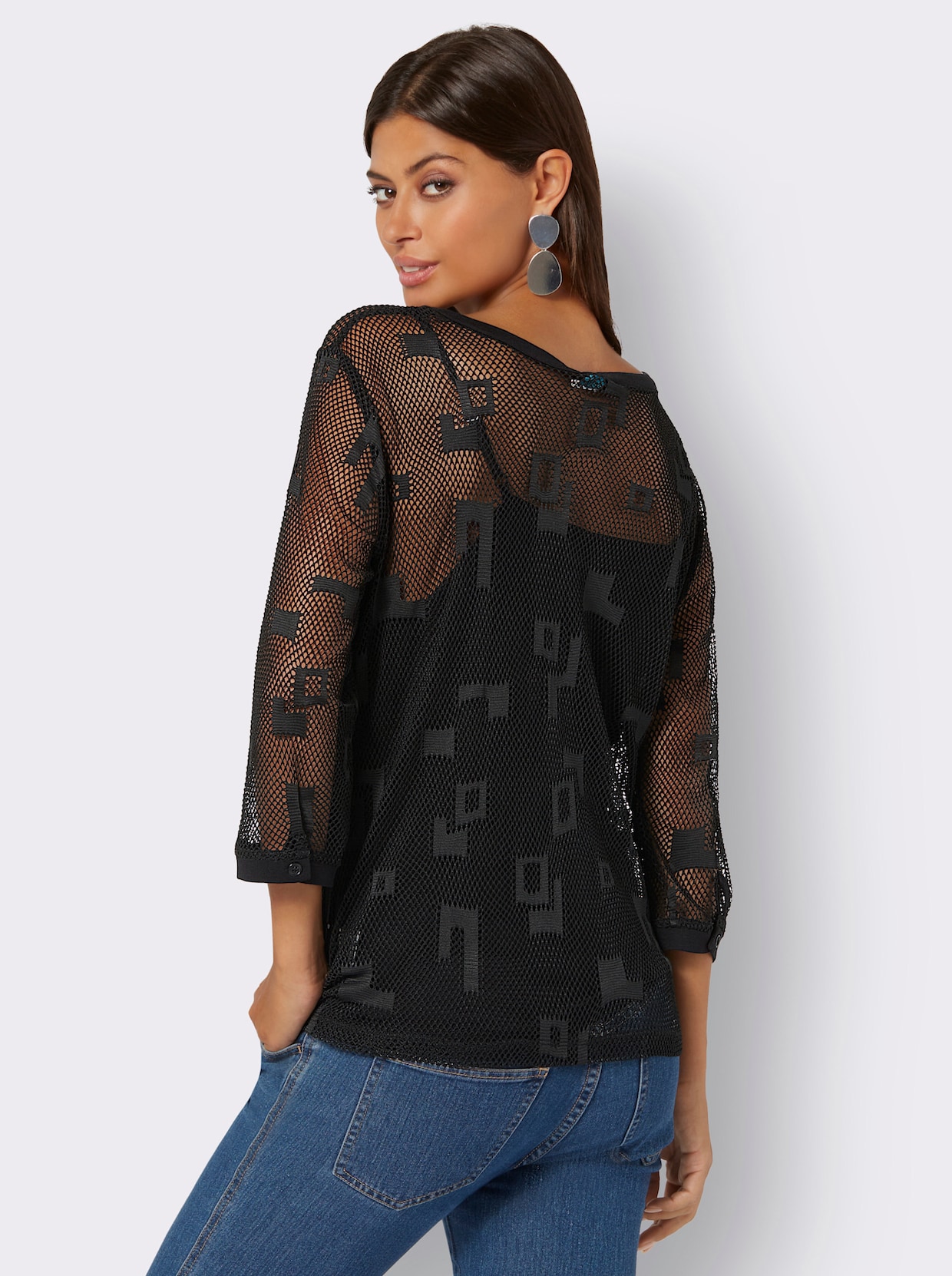 Shirt met 3/4-mouw - zwart