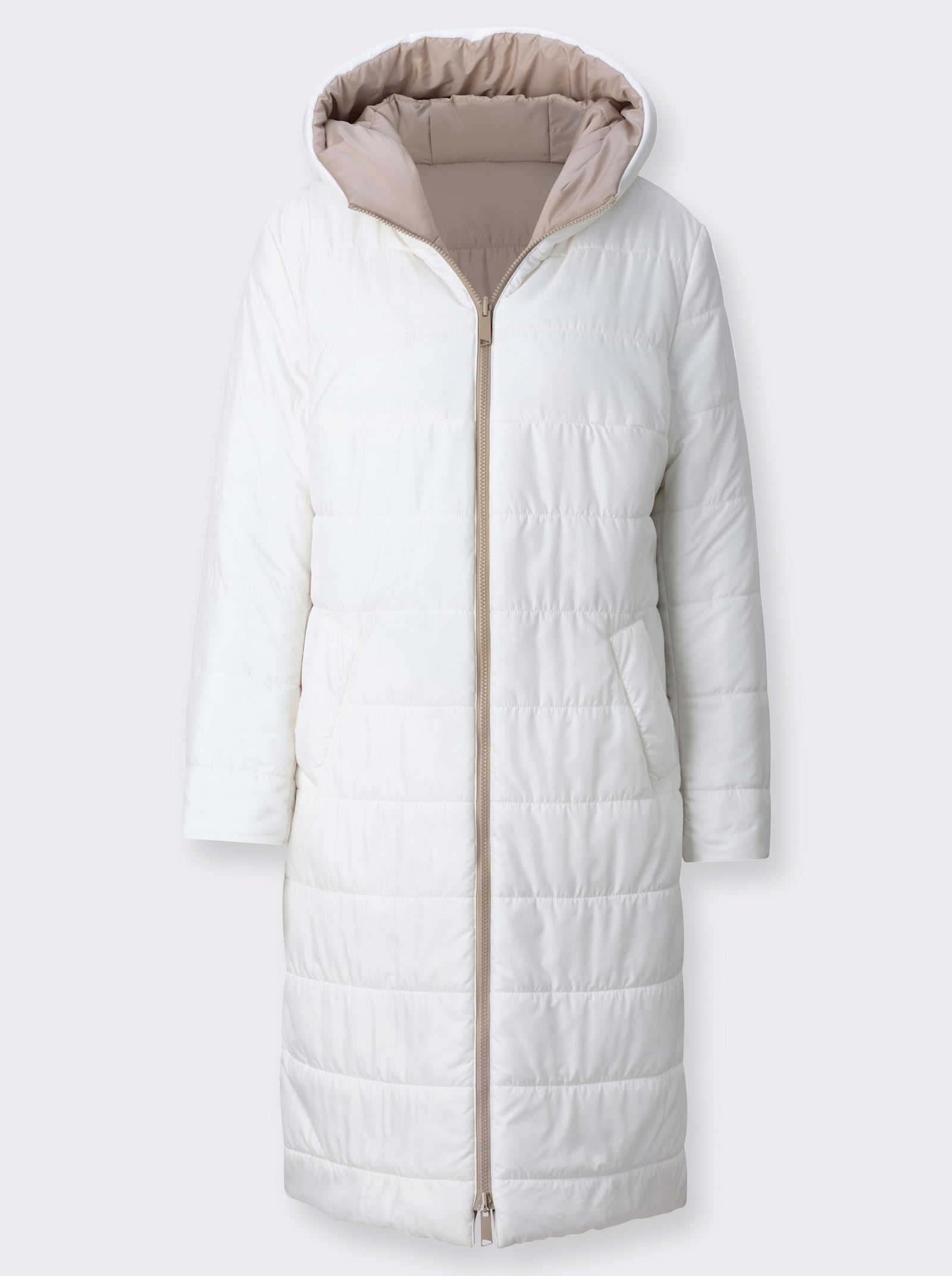 Steppmantel zum Wenden, wattiert - sesam-ecru