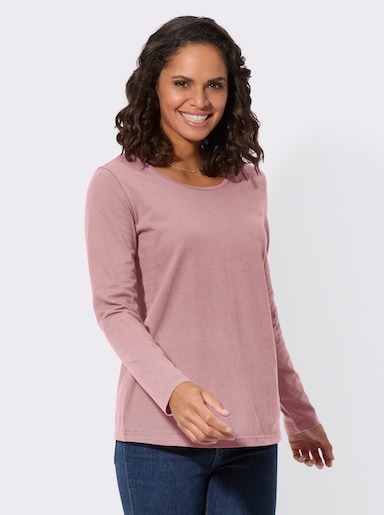 Langarmshirt mit Rundhals-Ausschnitt - rosenquarz