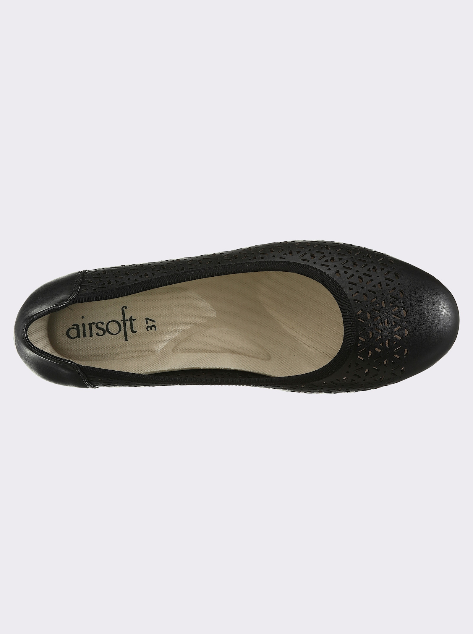 airsoft modern+ Ballerina mit Stanzmuster, Weite F - schwarz