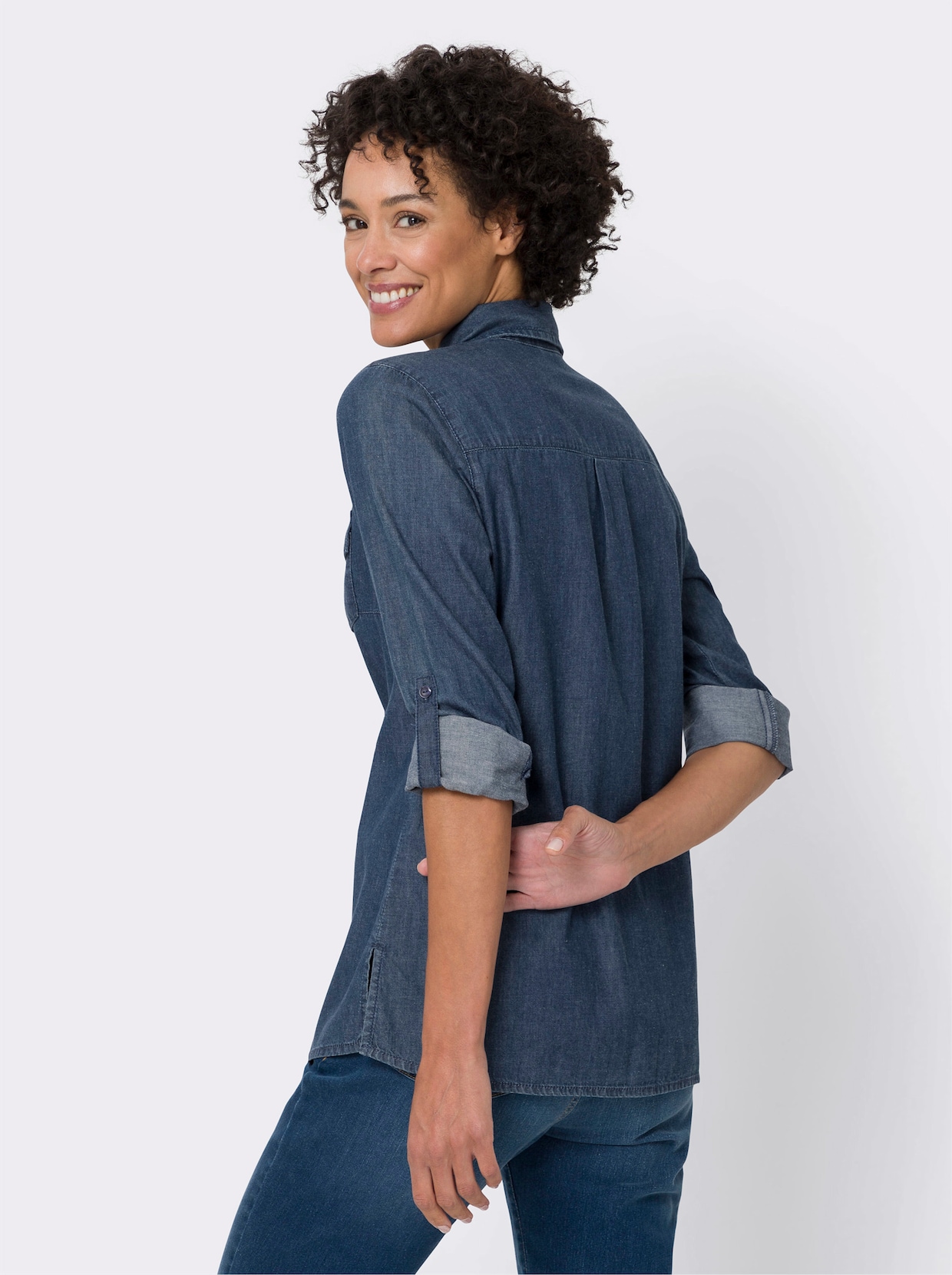 Longline blouse - blue-stonewashed