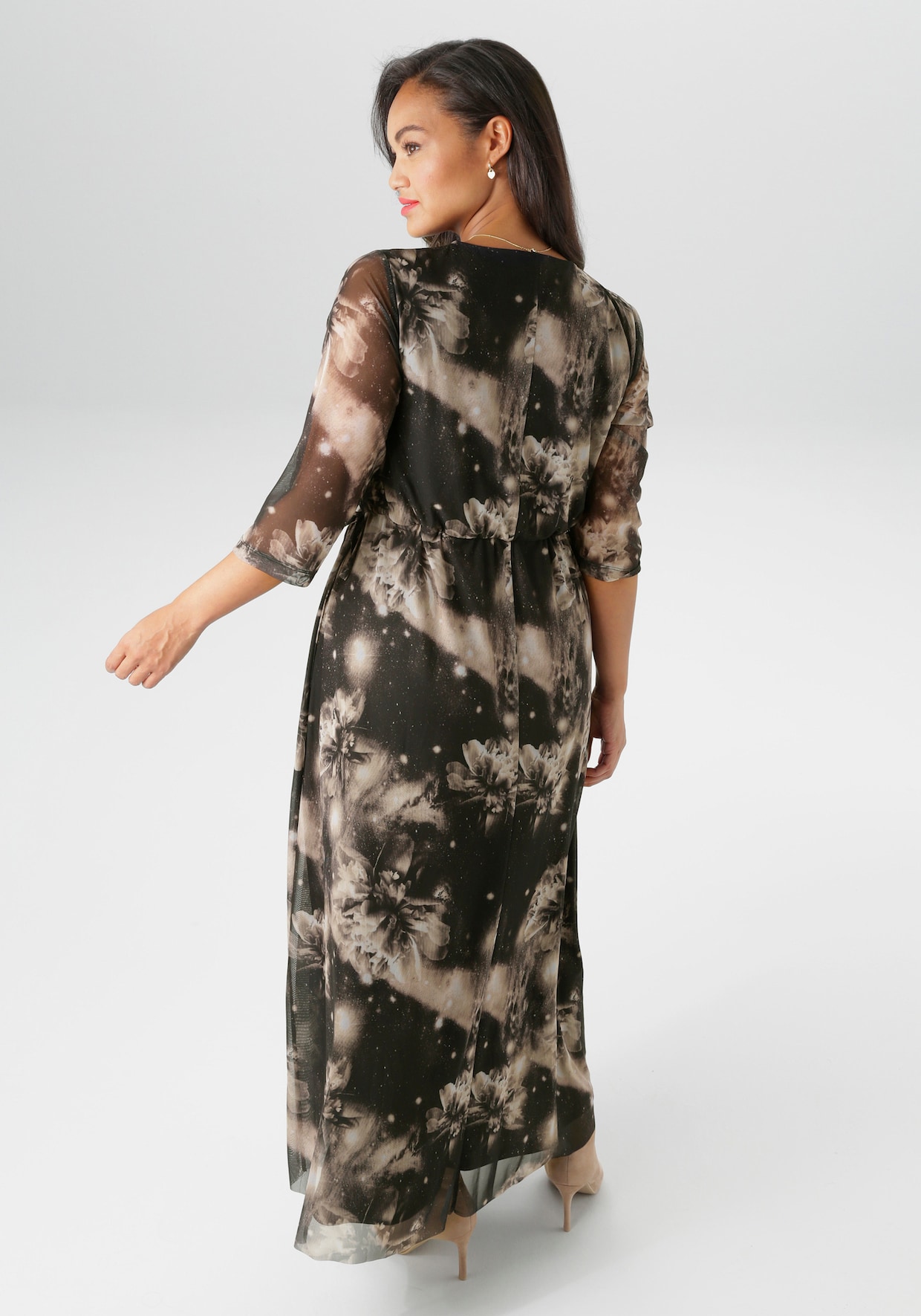 Aniston PLUS Maxikleid - schwarz-beige-offwhite