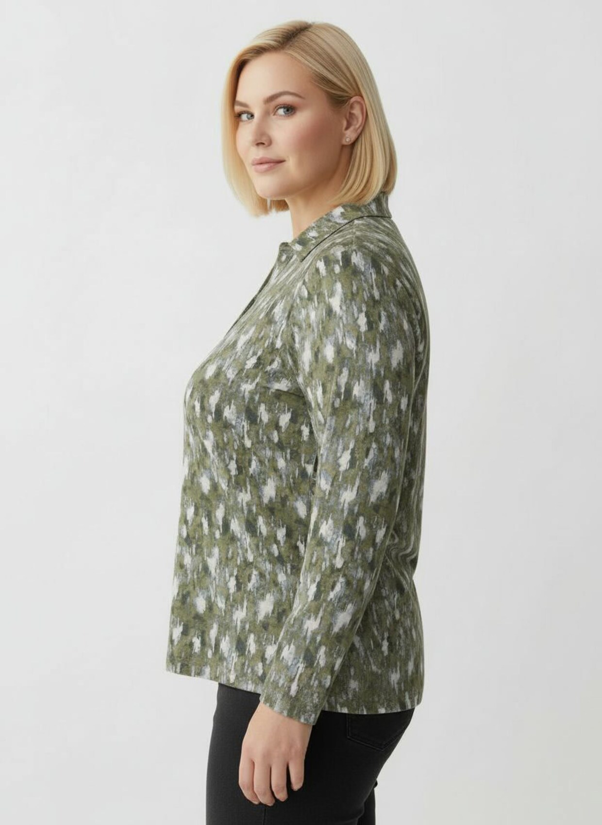 Poloshirt mit kurzer Knopfleiste - schilf-graphit-bedruckt