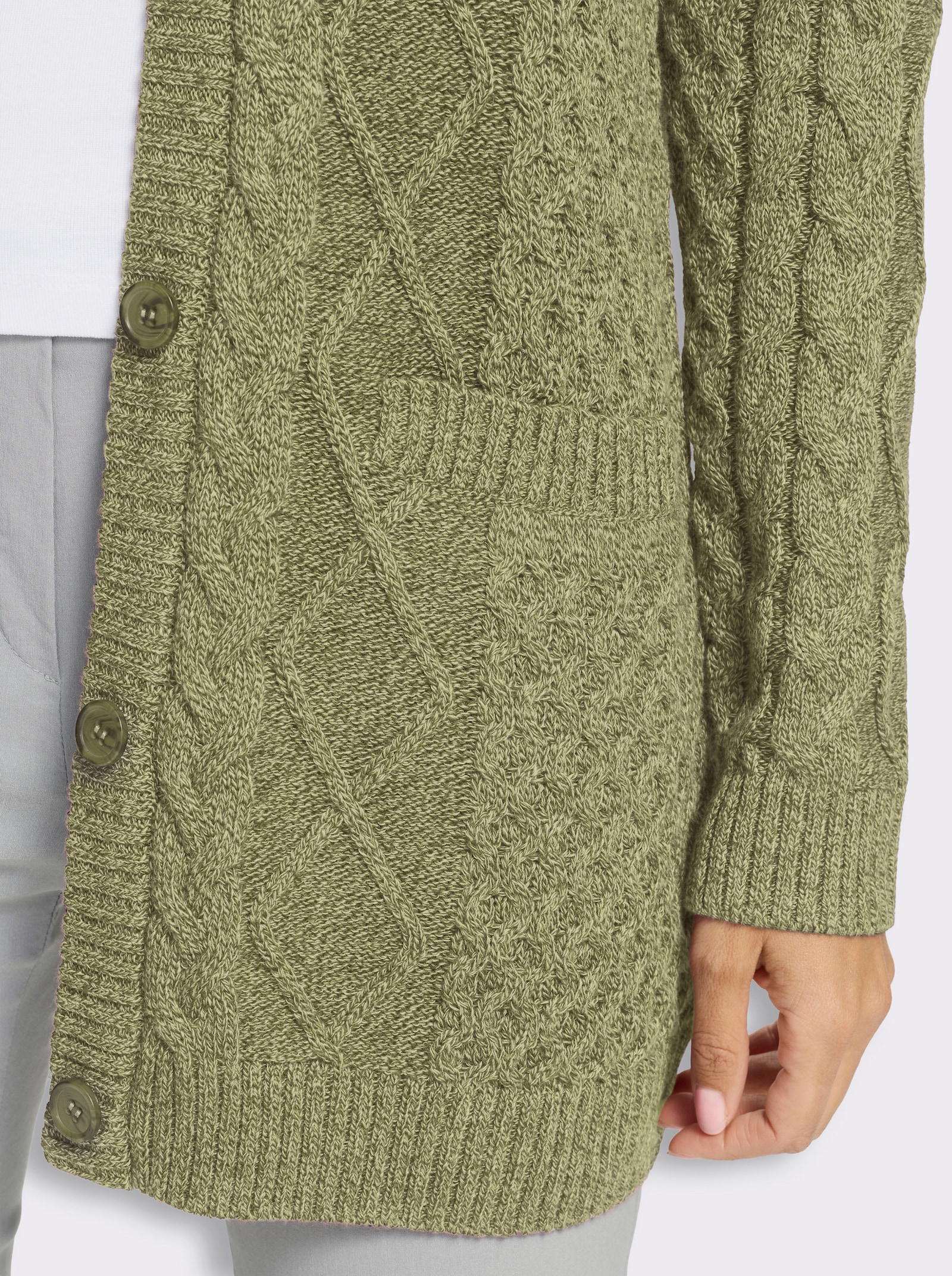 Strickjacke im Muster-Mix - schilf-meliert