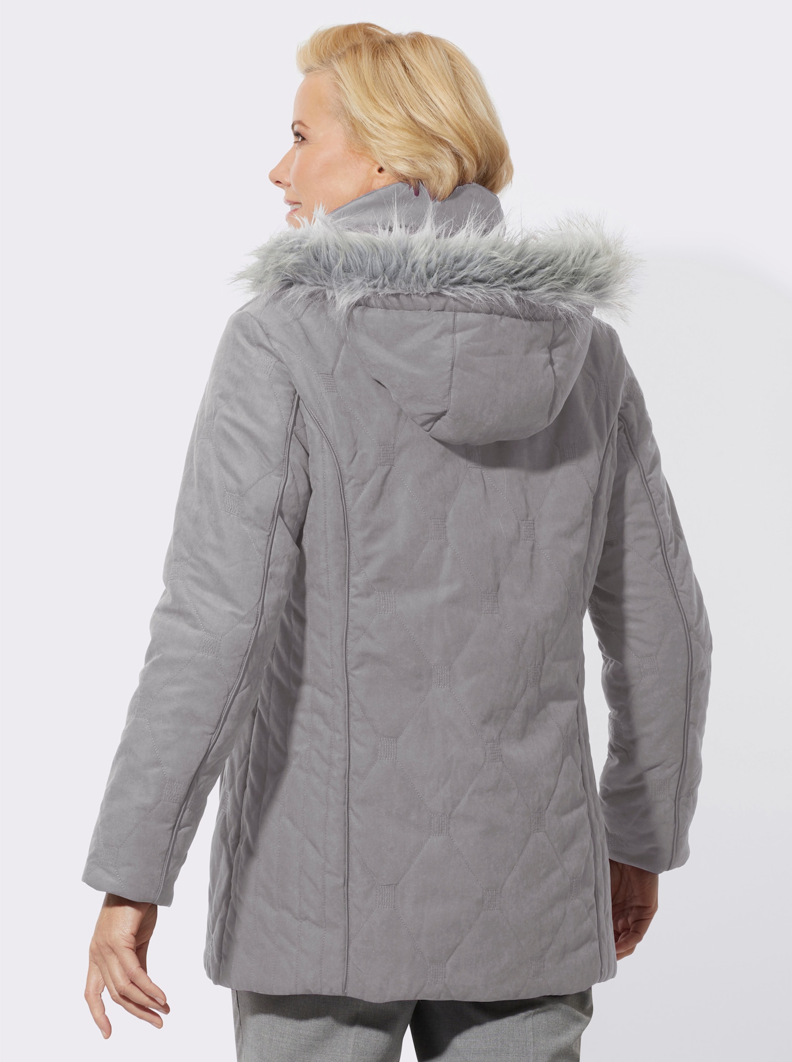 Jack met capuchon van fluweelzacht materiaal - grijs