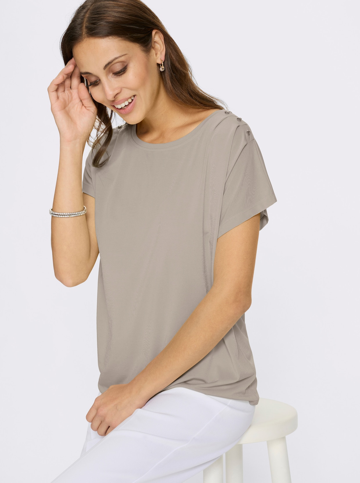 Rundhalsshirt - sesam