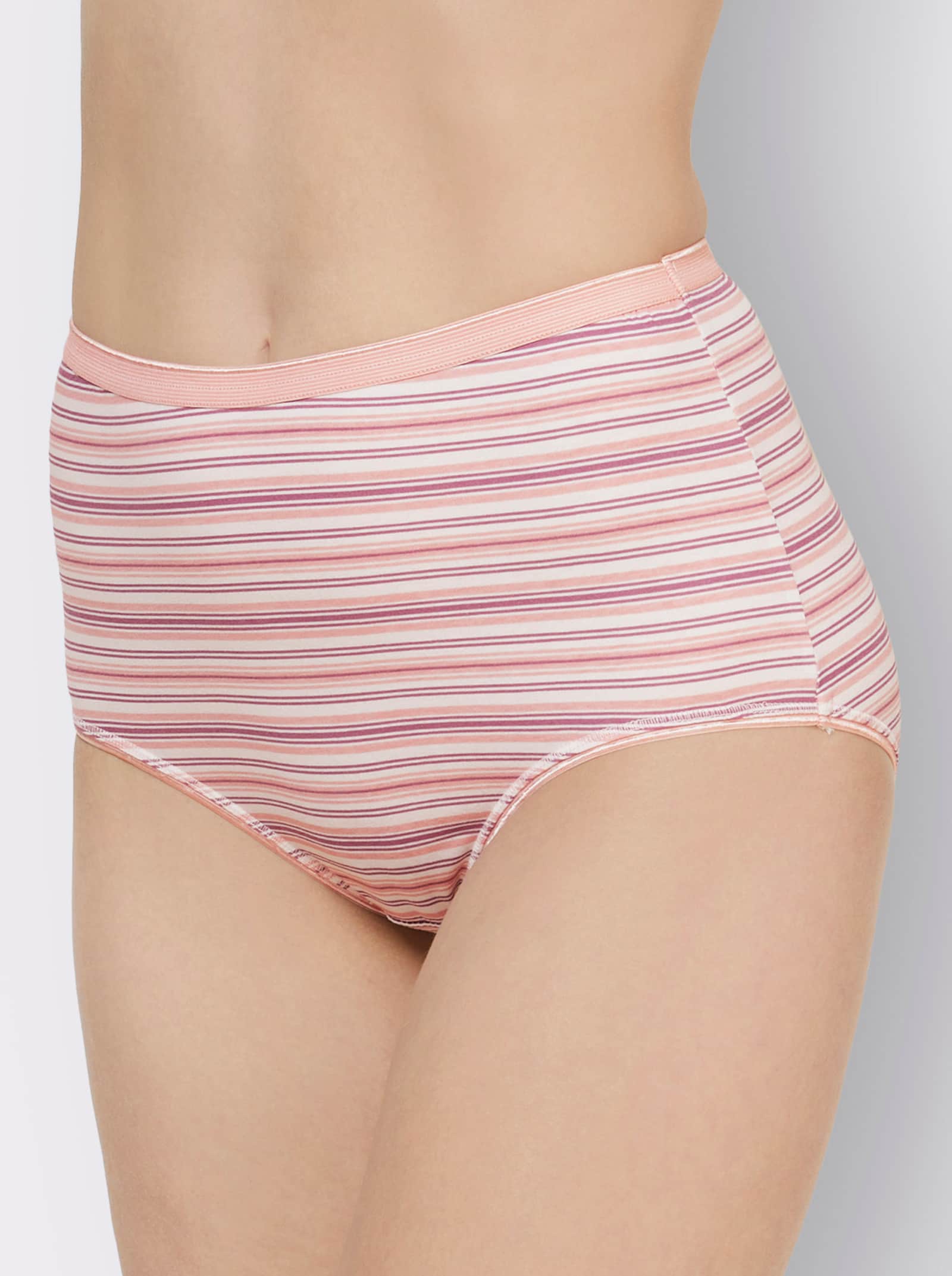wäschepur Taillenslip mit kontrastfarbigen Abschlüssen - 2x rosenquarz-gestreift + 2x eisblau-gestreift