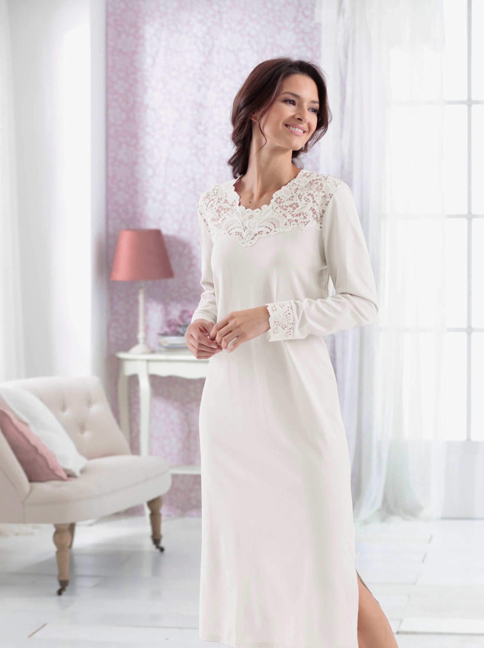 wäschepur Nachthemd met glanseffect - champagne