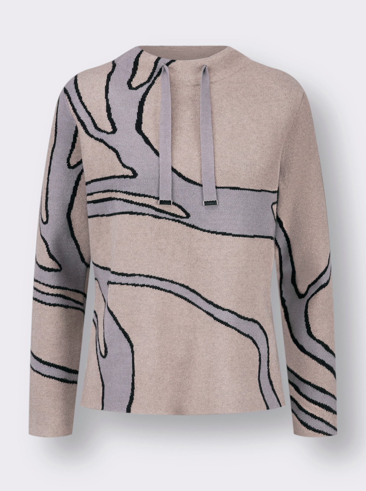 Jacquard-Pullover - sesam-grau-gemustert