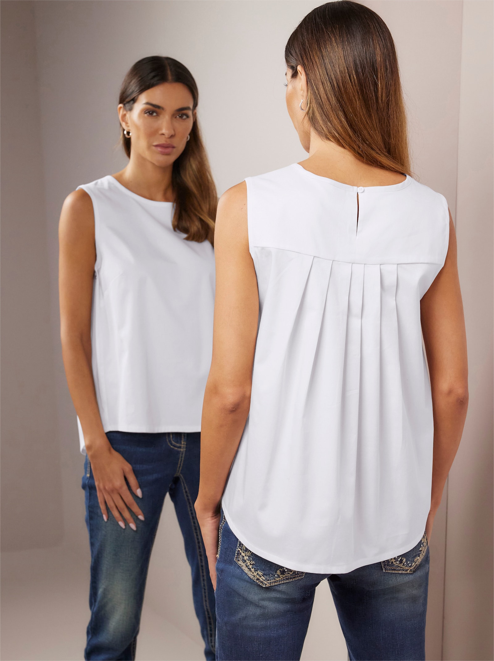 heine Blusentop in A-Linie - weiß