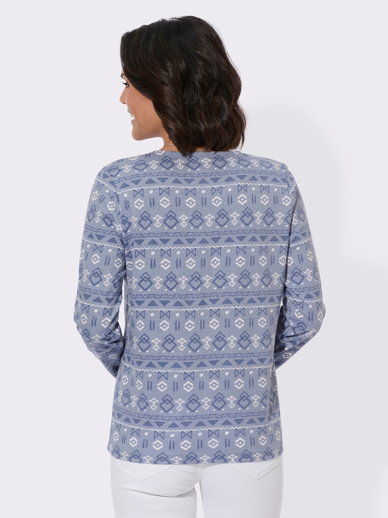 Print-Shirt - taubenblau-bedruckt