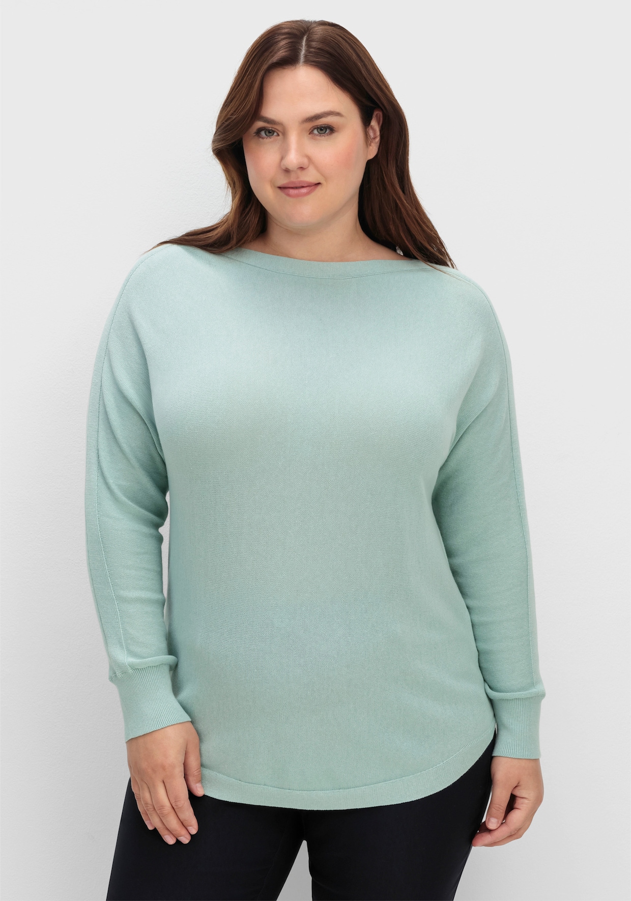 Langarm-Pullover in Jersey-Strick - kalkmint