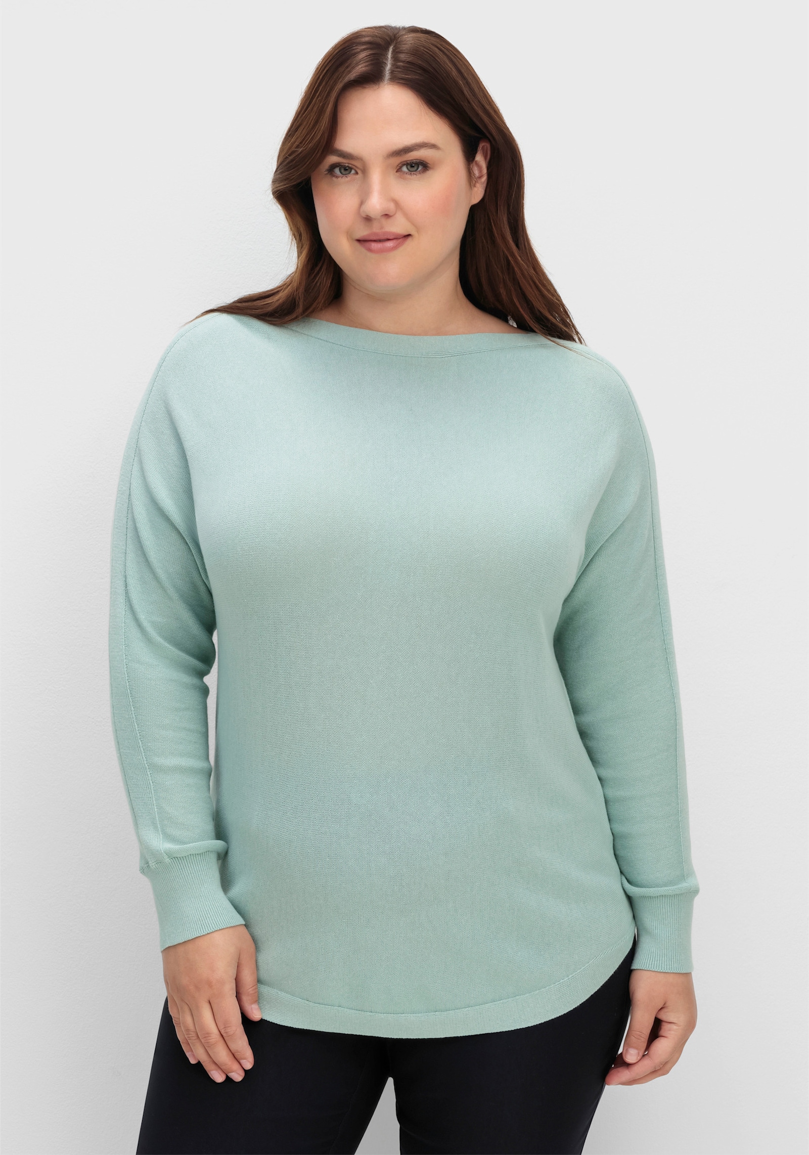 Langarm-Pullover in Jersey-Strick - kalkmint