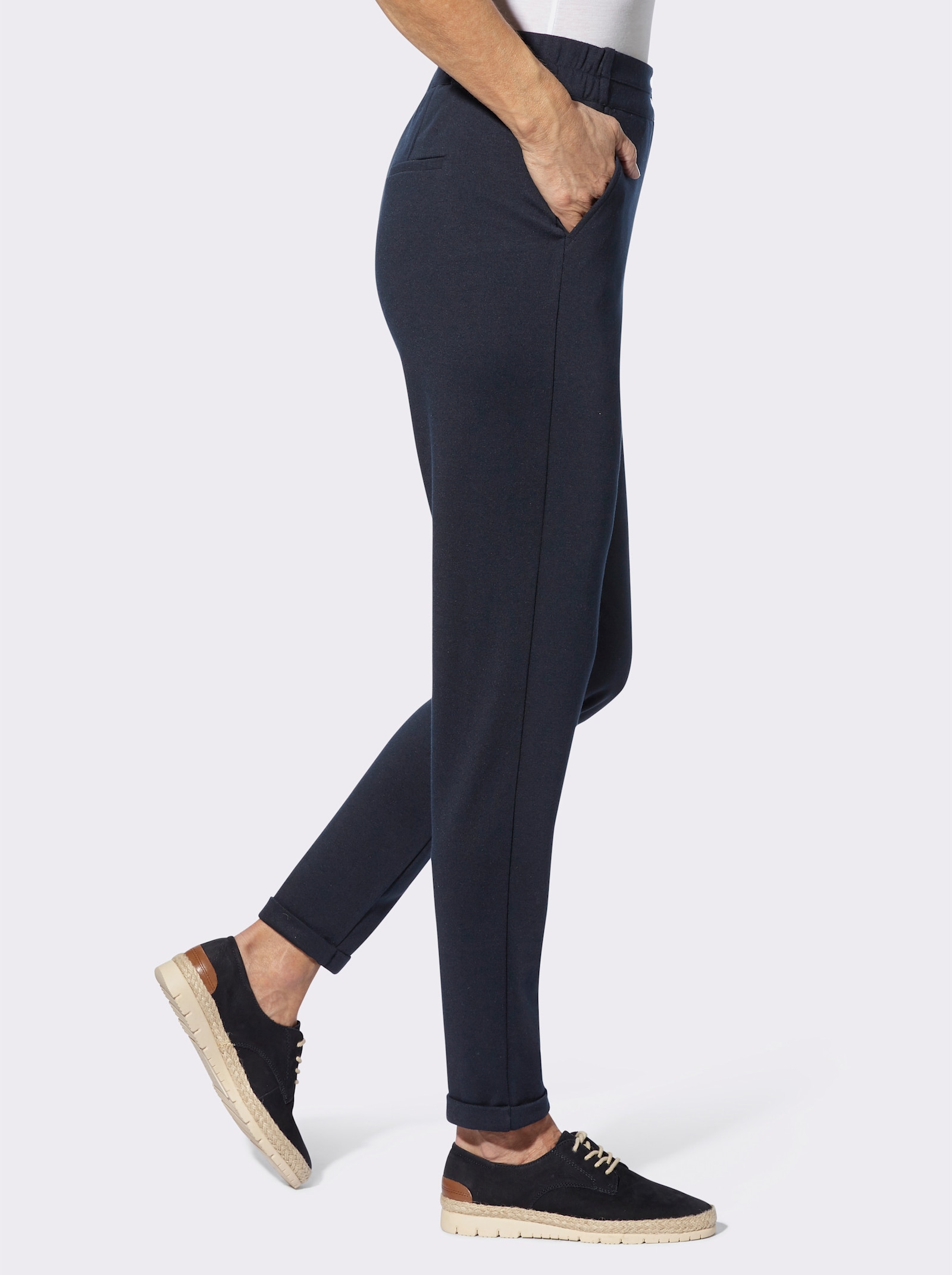 Jerseybroek met omslag - marine