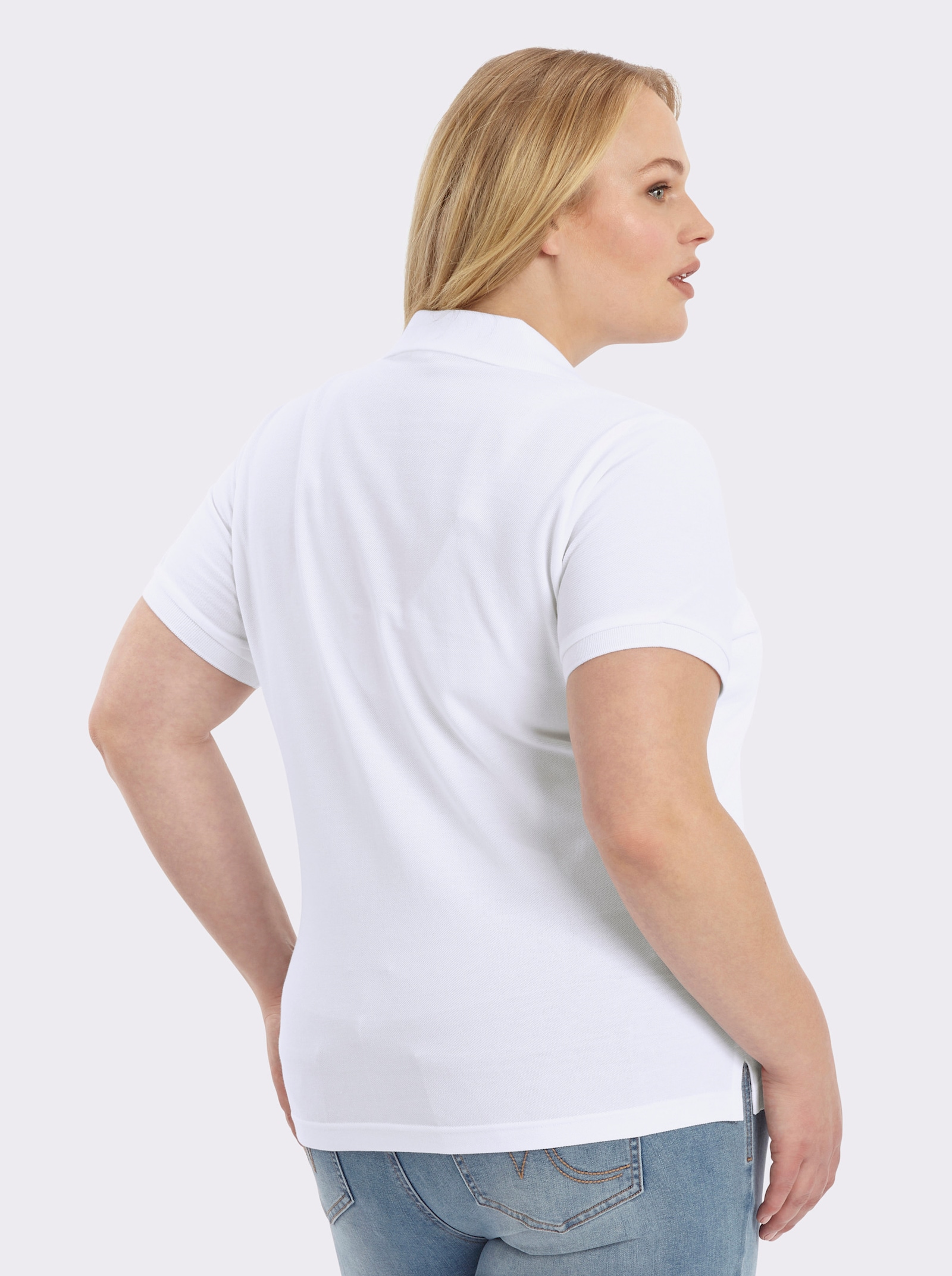 Poloshirt mit Seitenschlitzen - weiß