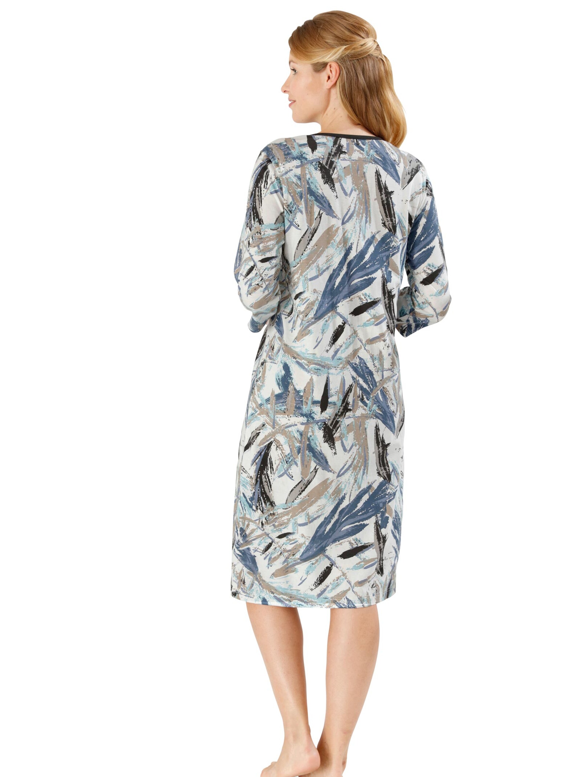 Nachthemd - champagner-rauchblau-bedruckt