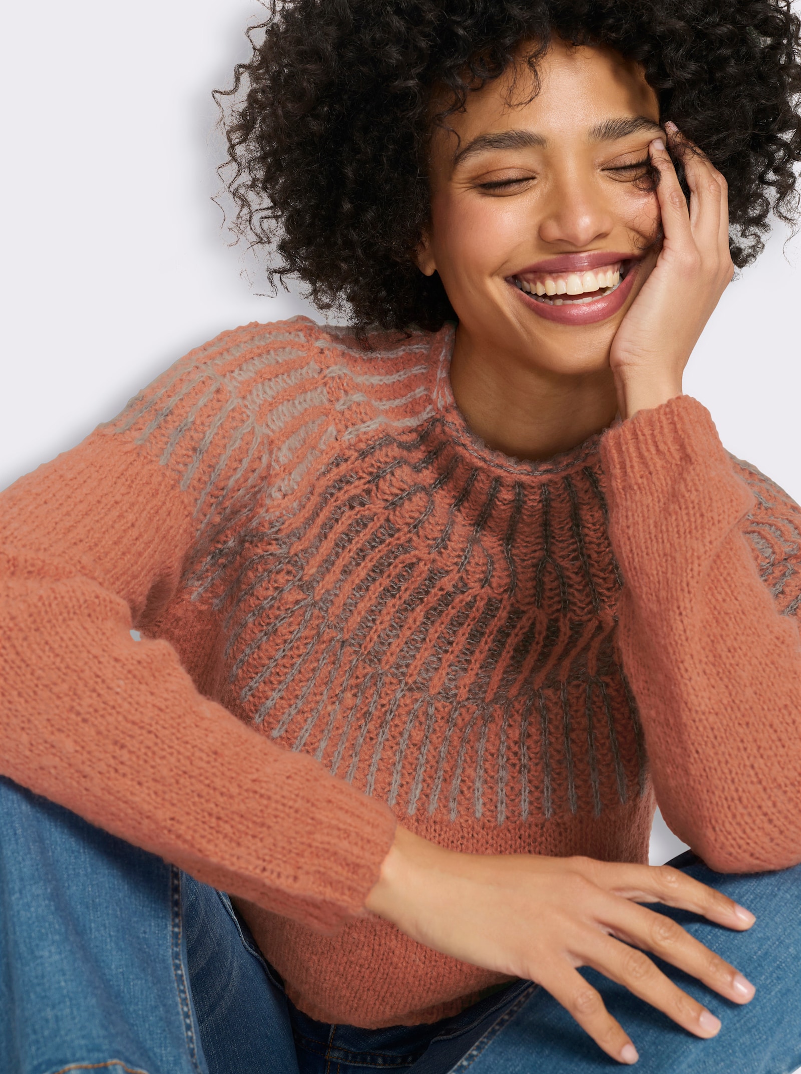 heine Strickpullover mit Raglanärmeln - papaya-meliert