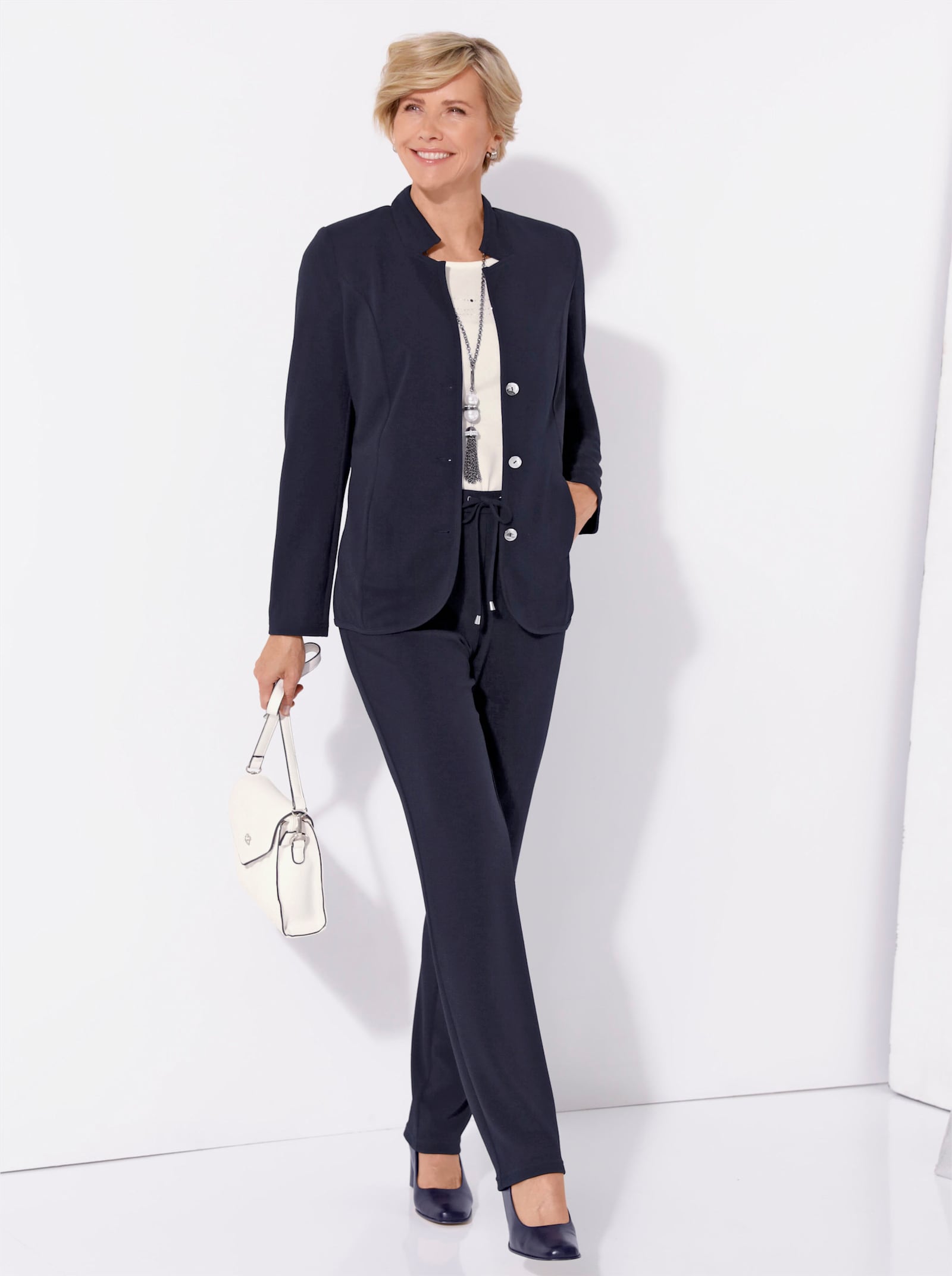 Jerseyblazer mit Nahttaschen - marine