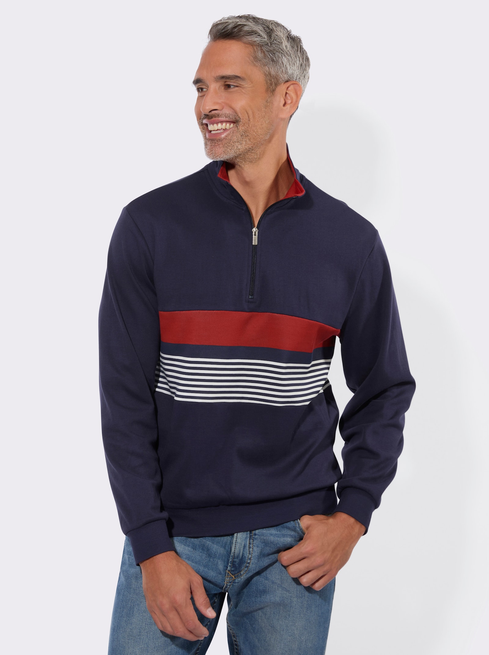 Sweatshirt mit Stehkragen und Reißverschluss - marine