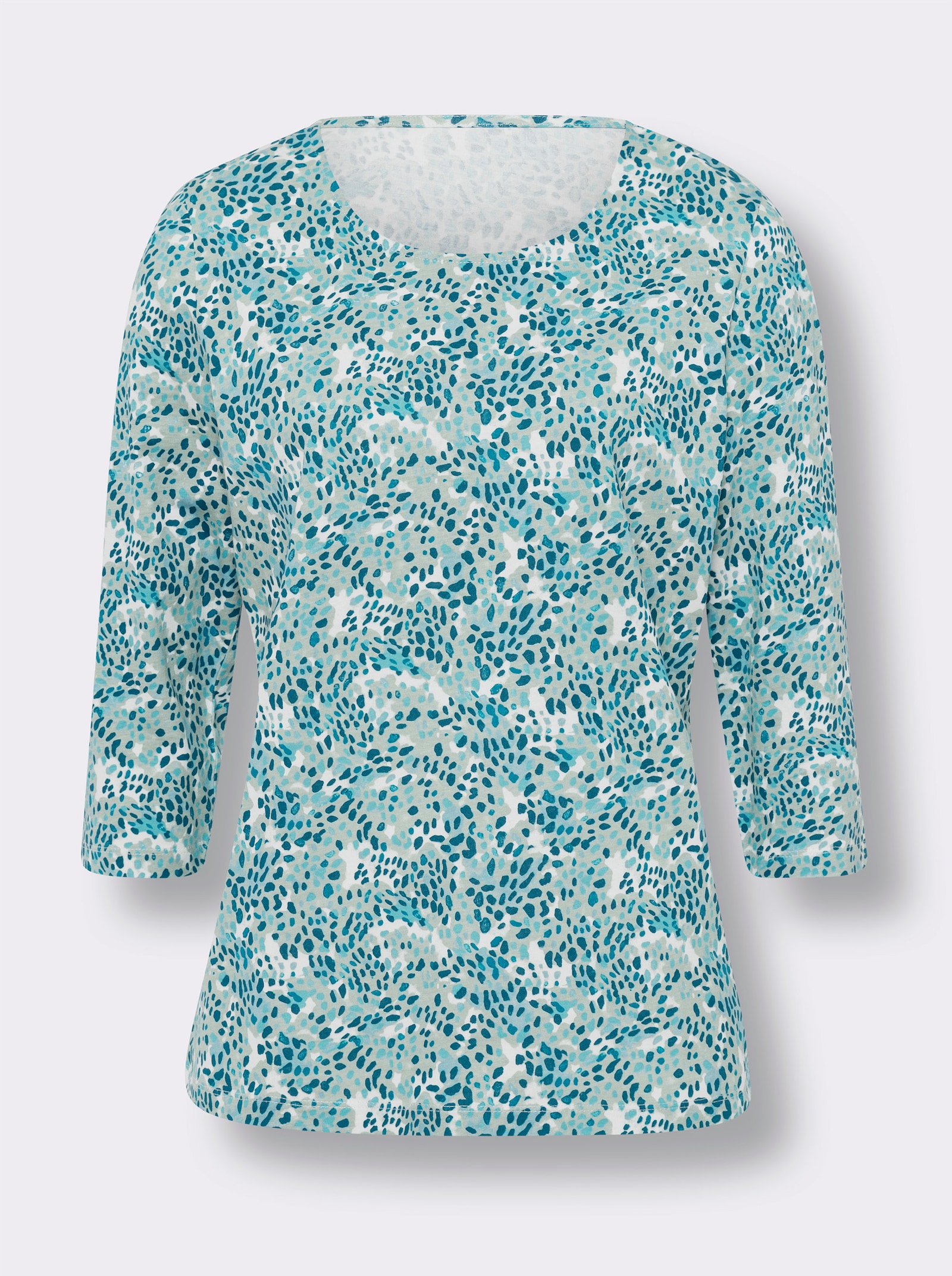 3/4-Arm-Shirt aus reiner Baumwolle - ecru-ozean-bedruckt