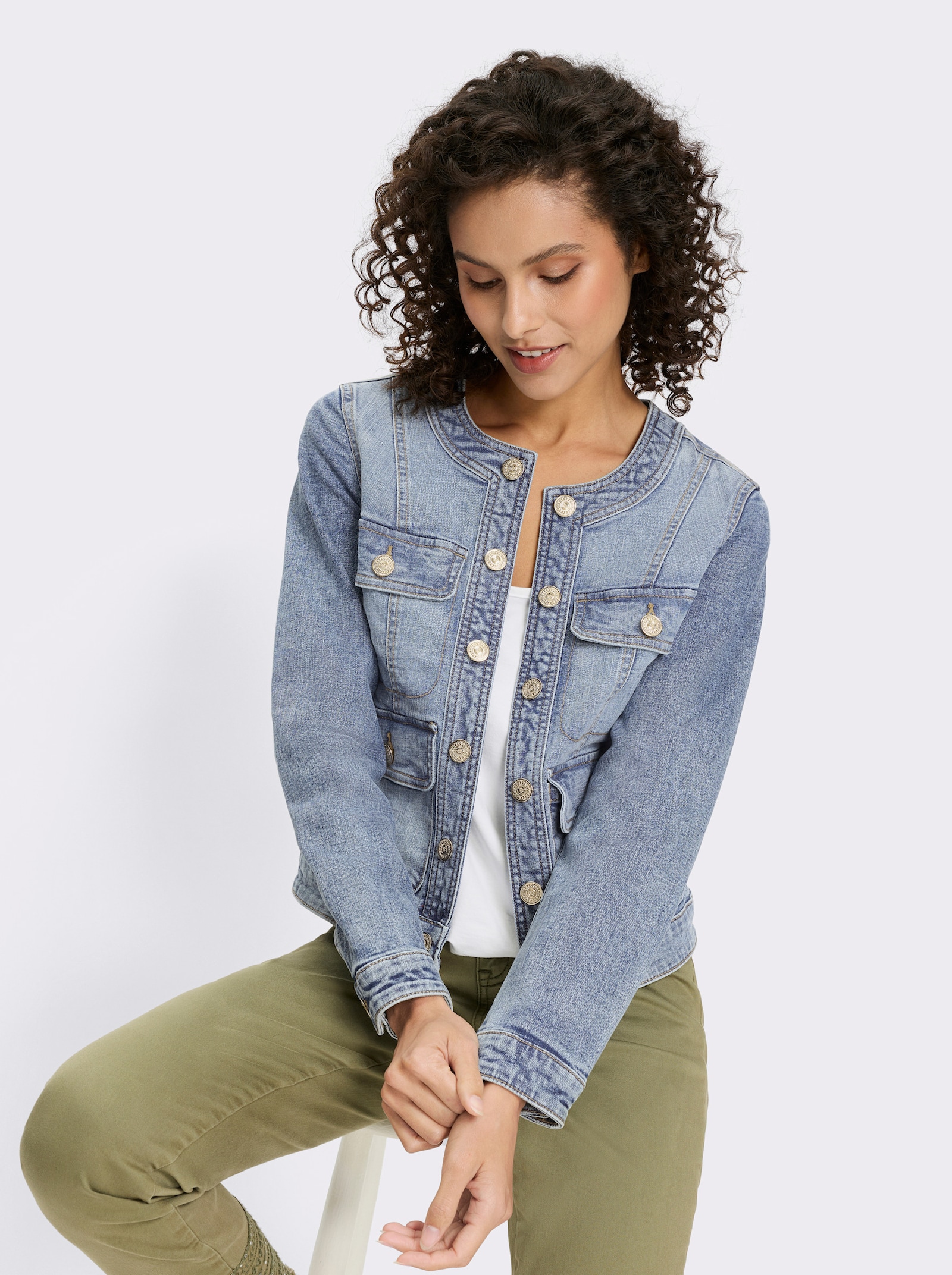 heine Jeansjacke in verschlussloser Form - blue-bleached