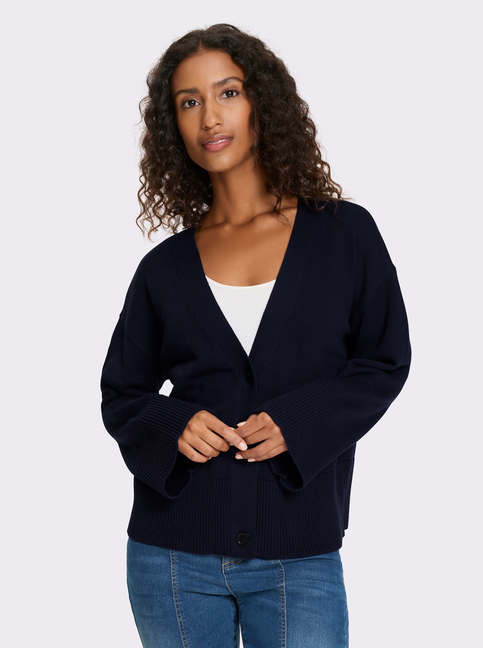 heine Strickjacke mit V-Ausschnitt - marine