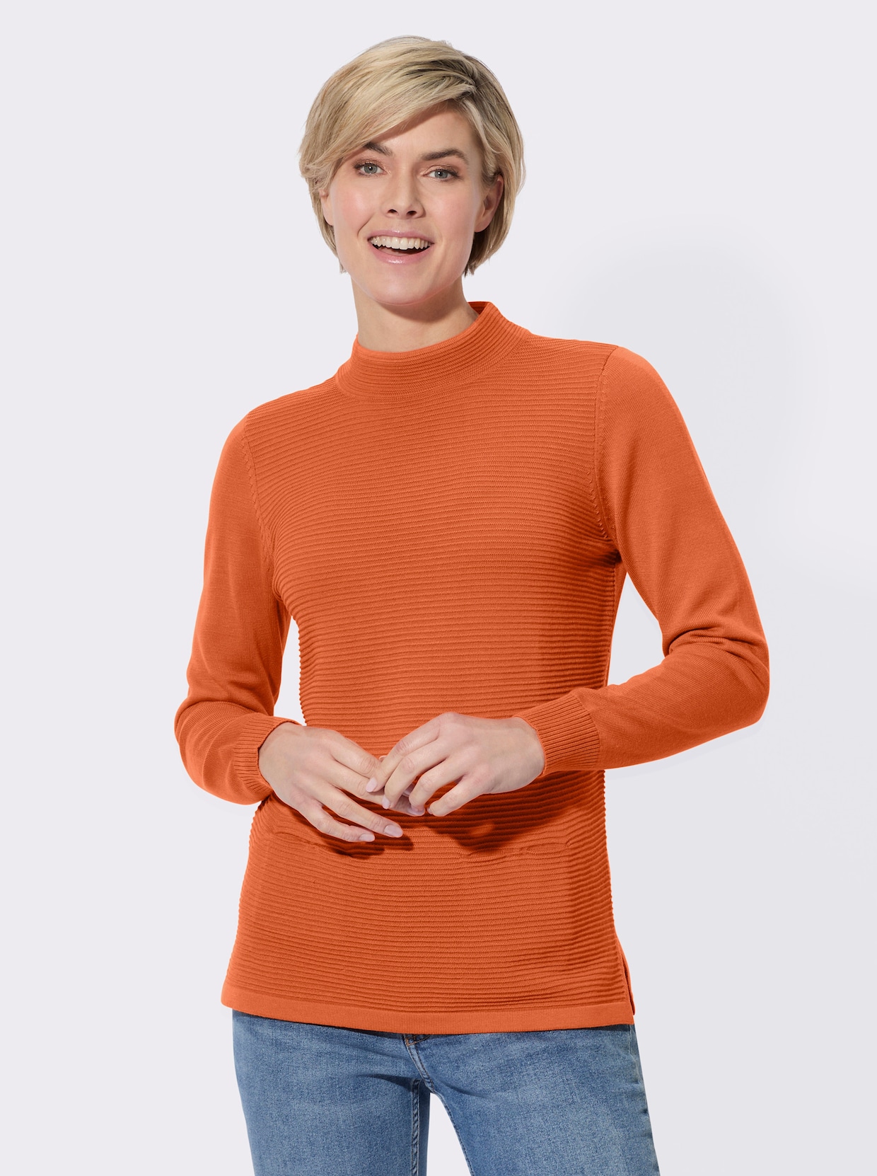 Stehkragenpullover - papaya
