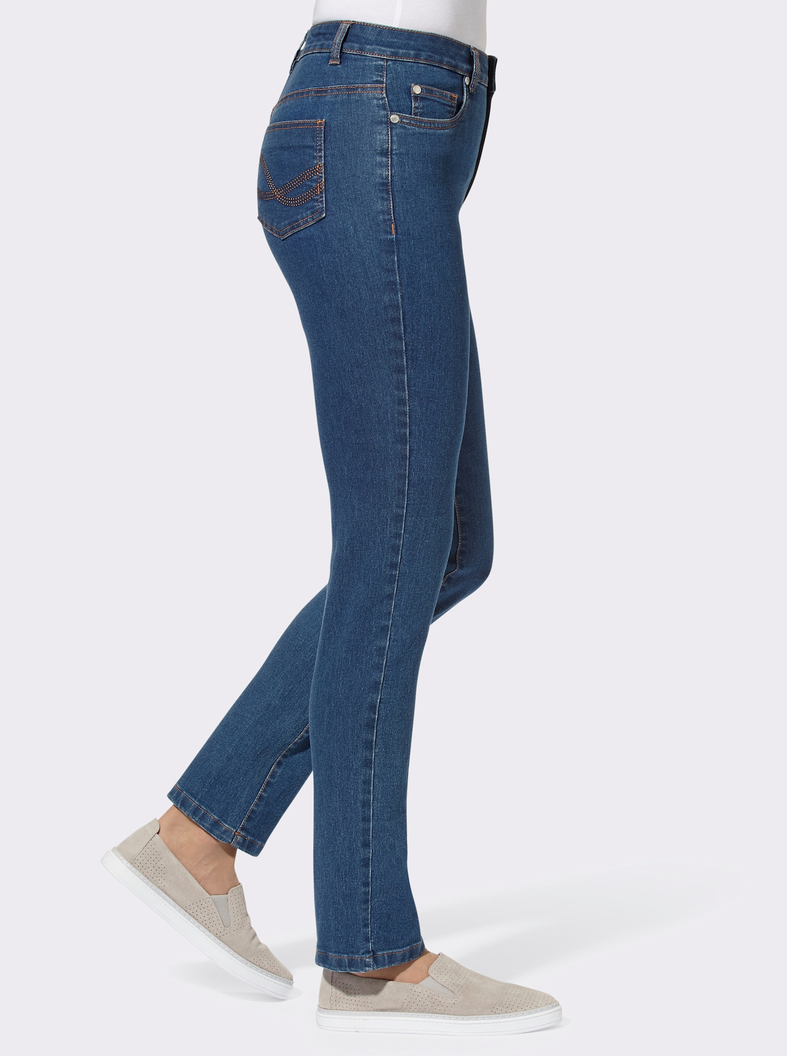 5-Pocket-Jeans , passgenau dank Stretch - blue-stone-washed