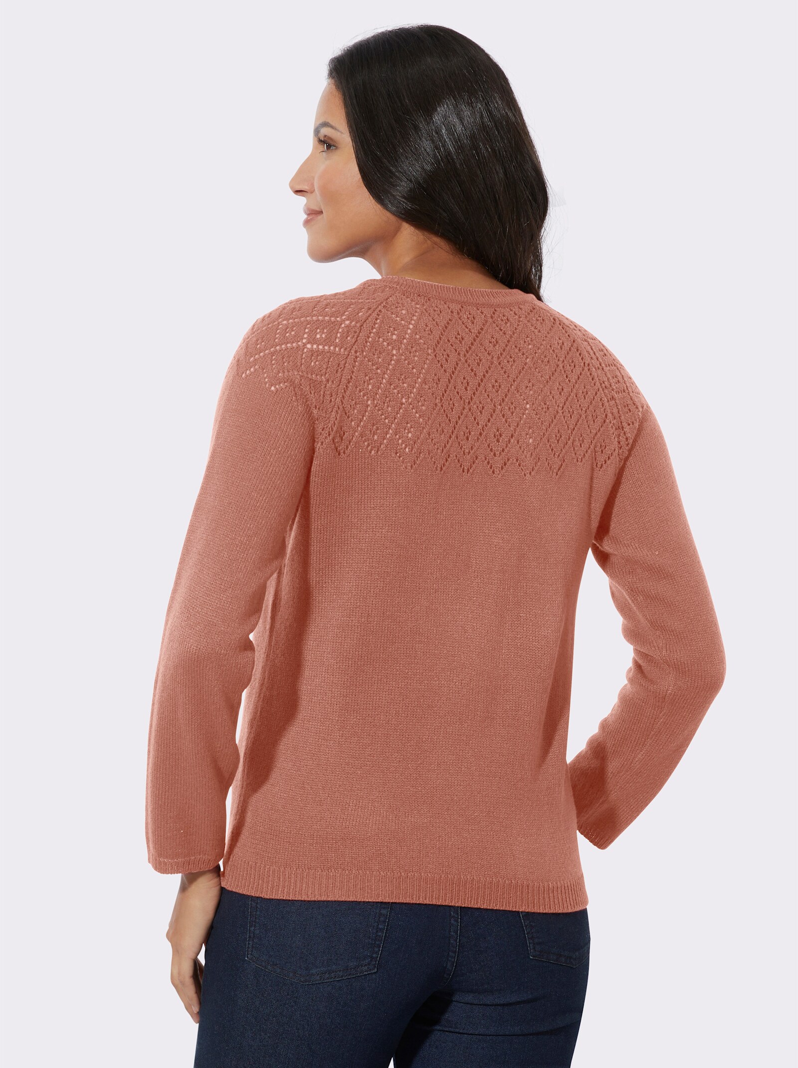 Ajourpullover mit Raglanärmeln - rosenholz