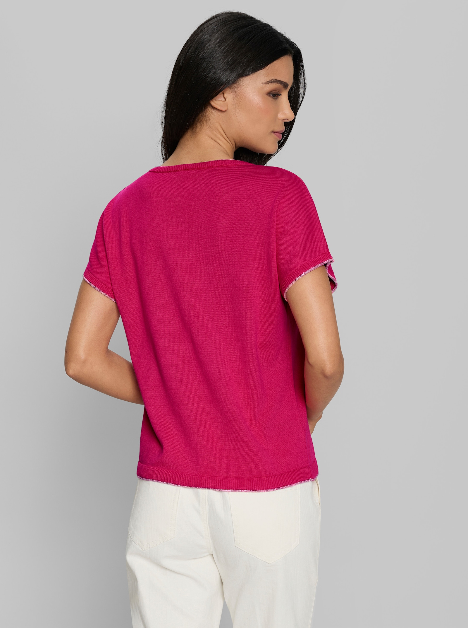 heine Kurzarmpullover mit RC-Applikation - pink