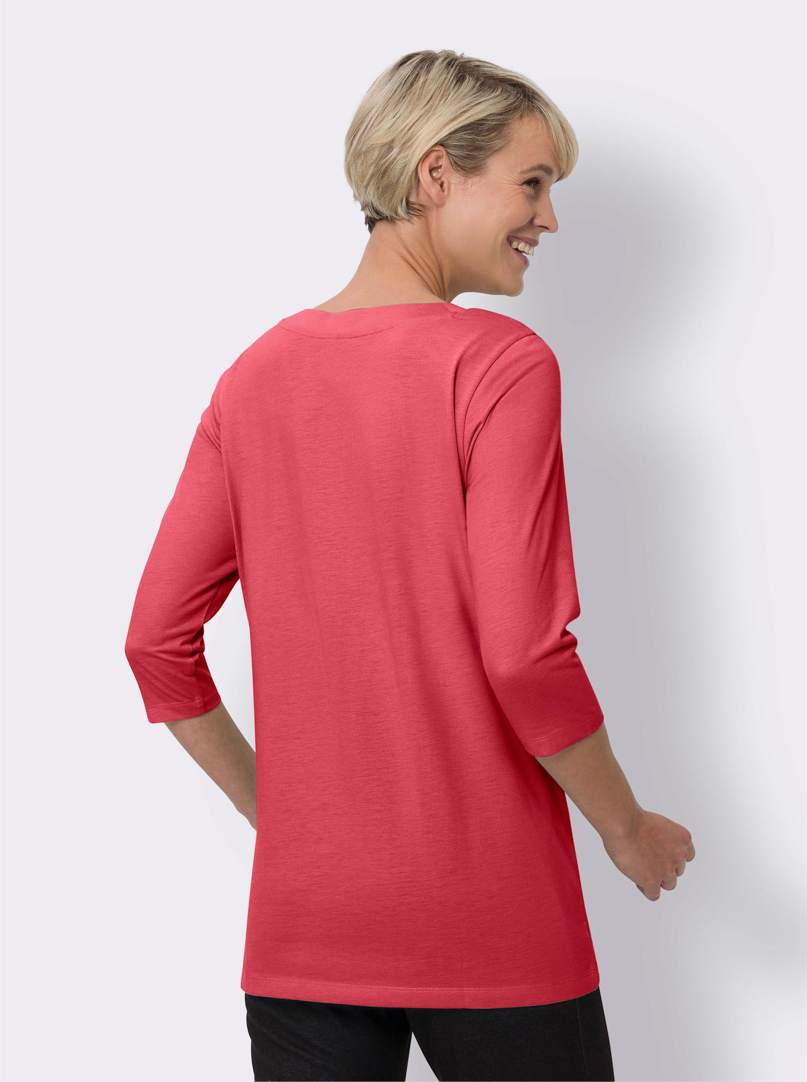 Longshirt mit Raffung am Ausschnitt - hummer-meliert