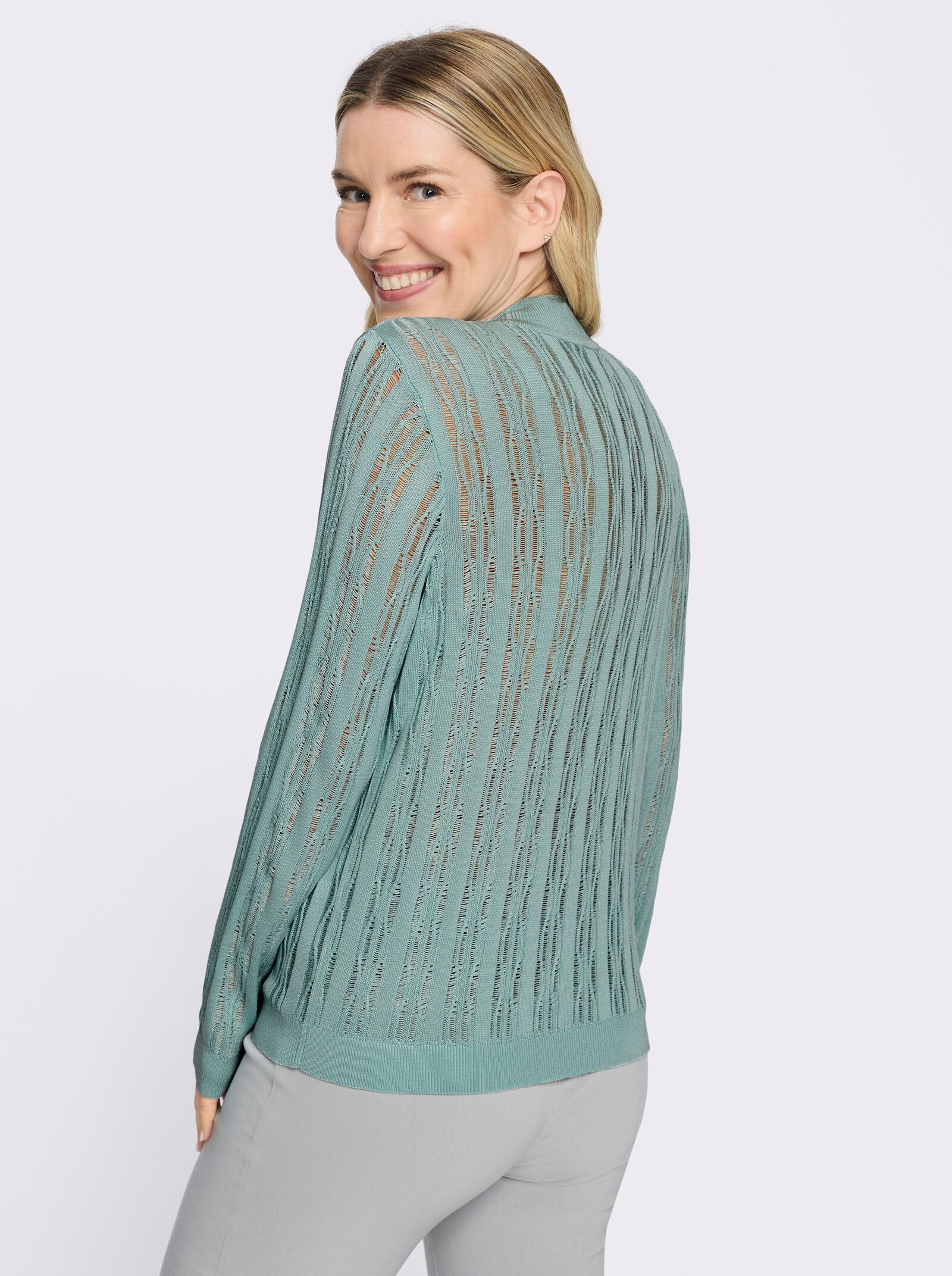 Stehkragenpullover mit Einstrickmuster - kalkmint