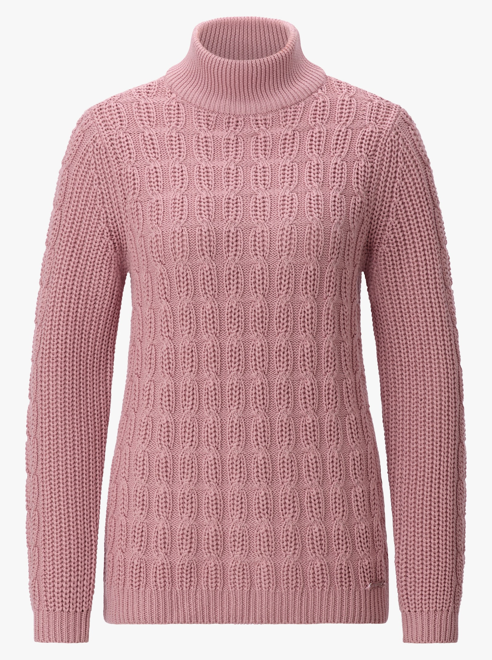  Stehkragenpullover mit elastischen Rippbündchen - hortensie