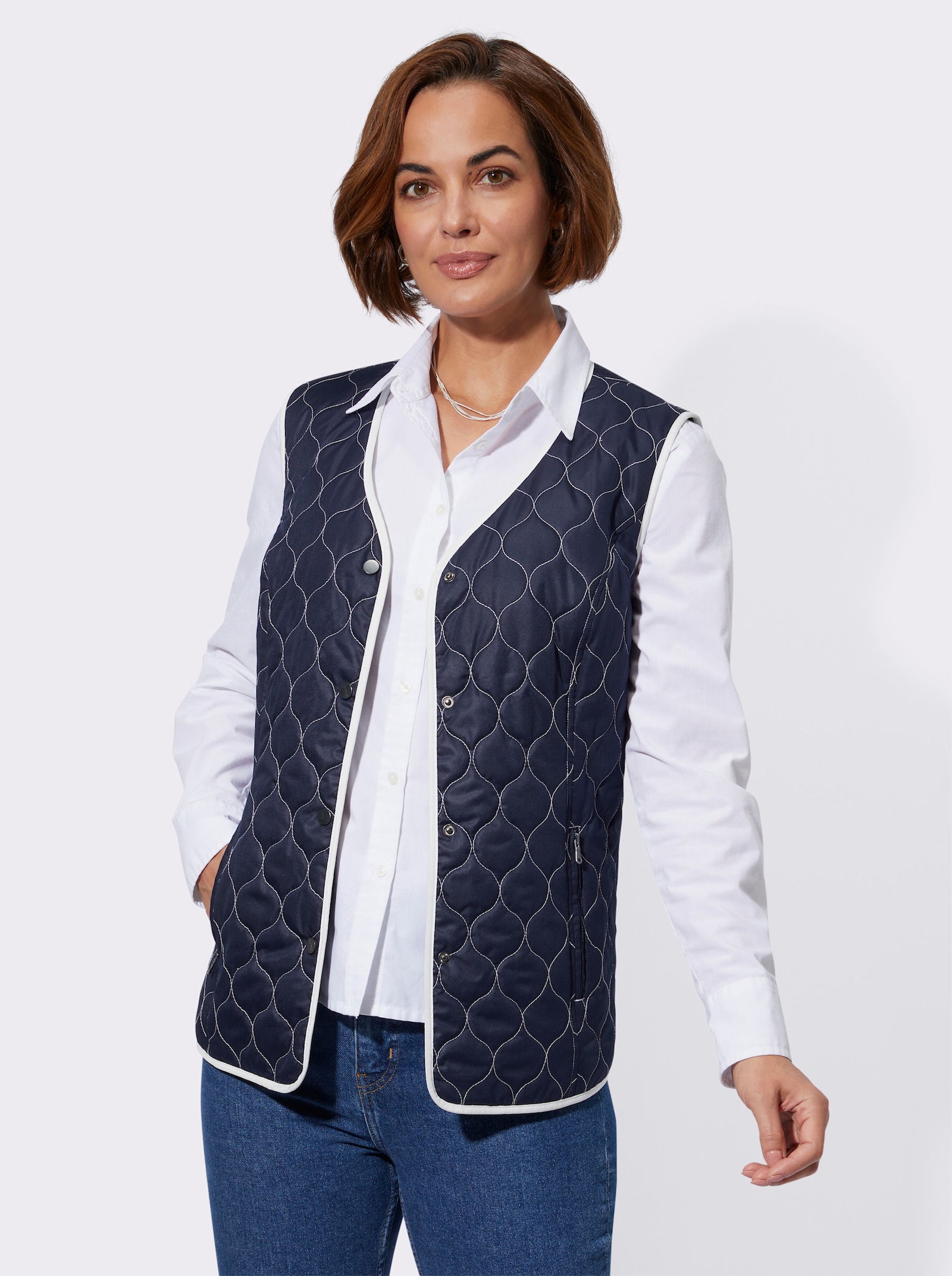 Steppweste mit Kontrasten - marine