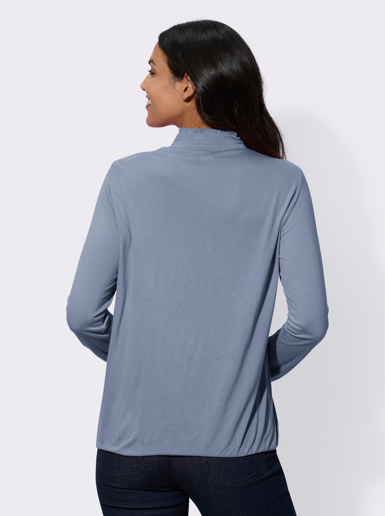 Stehkragenshirt - taubenblau