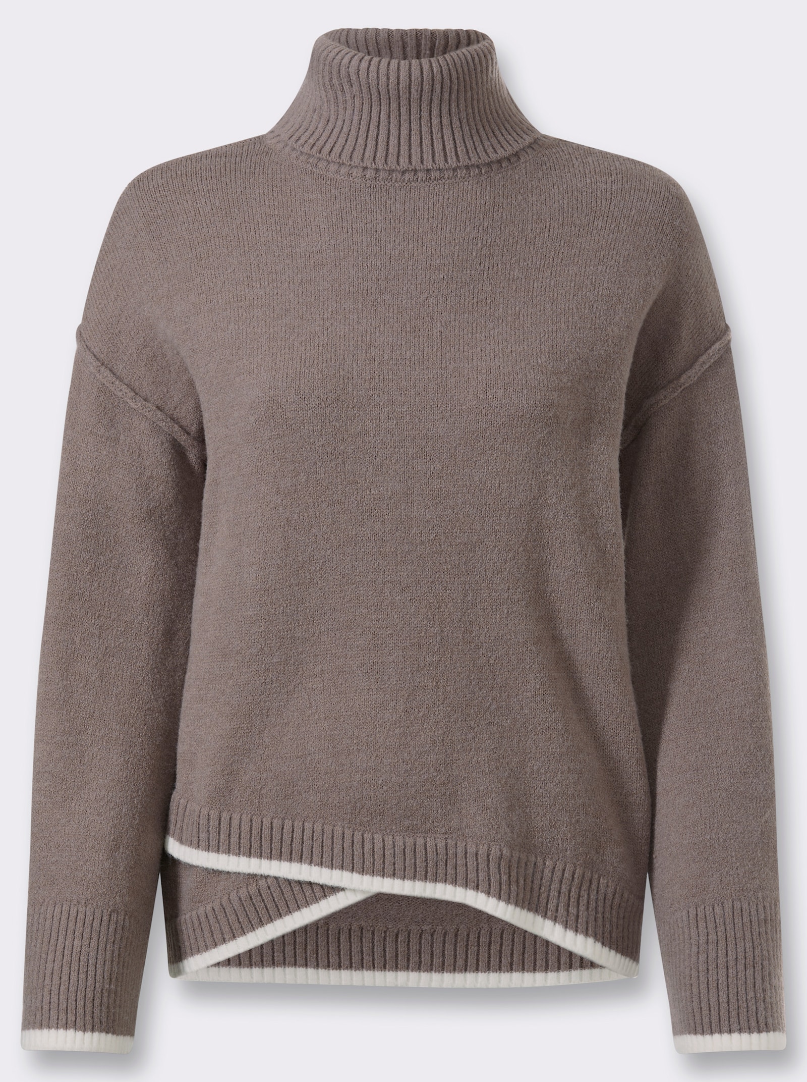 heine Rollkragenpullover mit asymmetrischem Saum - taupe