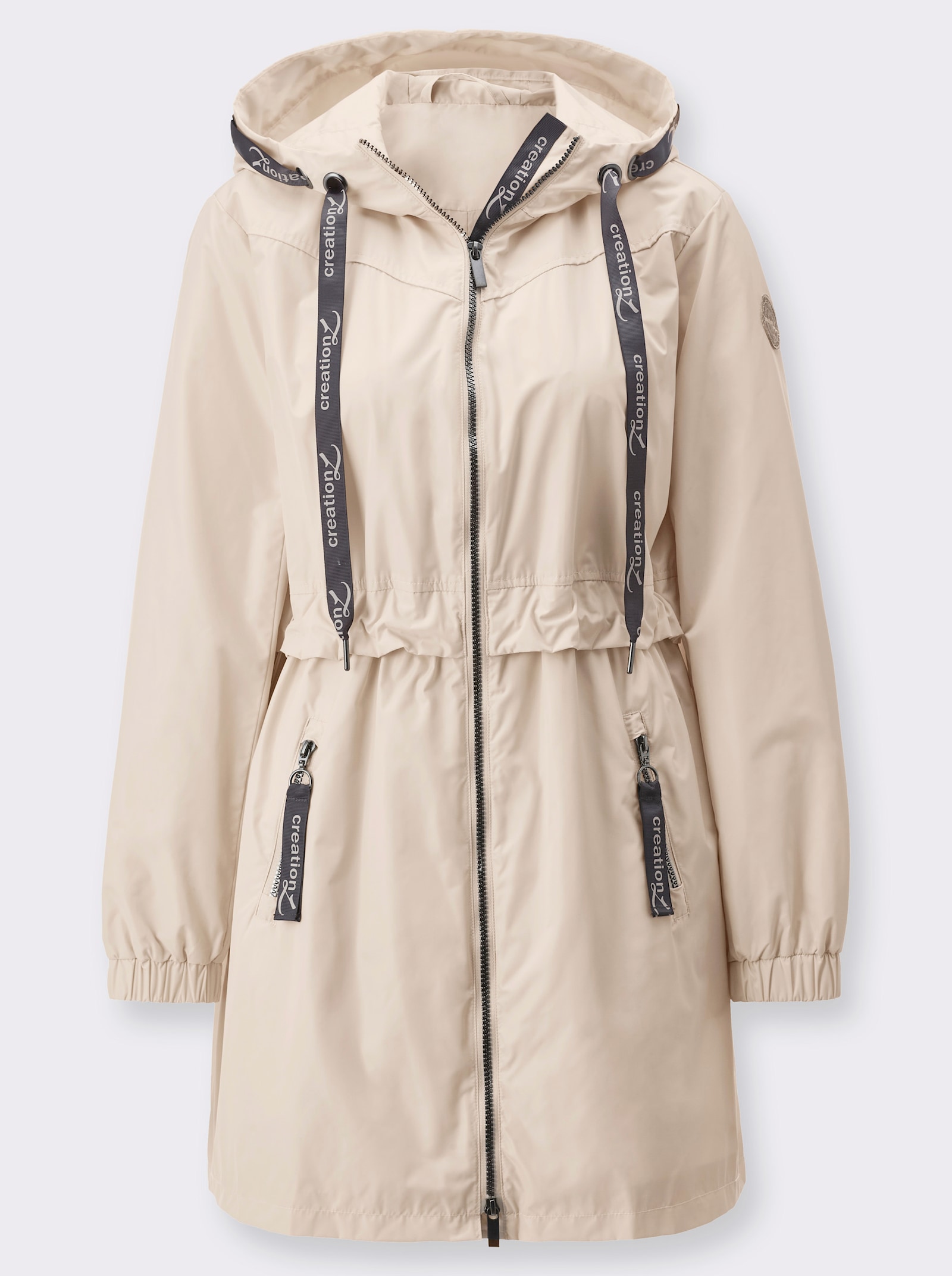 Kapuzenjacke mit weitenregulierbarem Koller - elfenbein