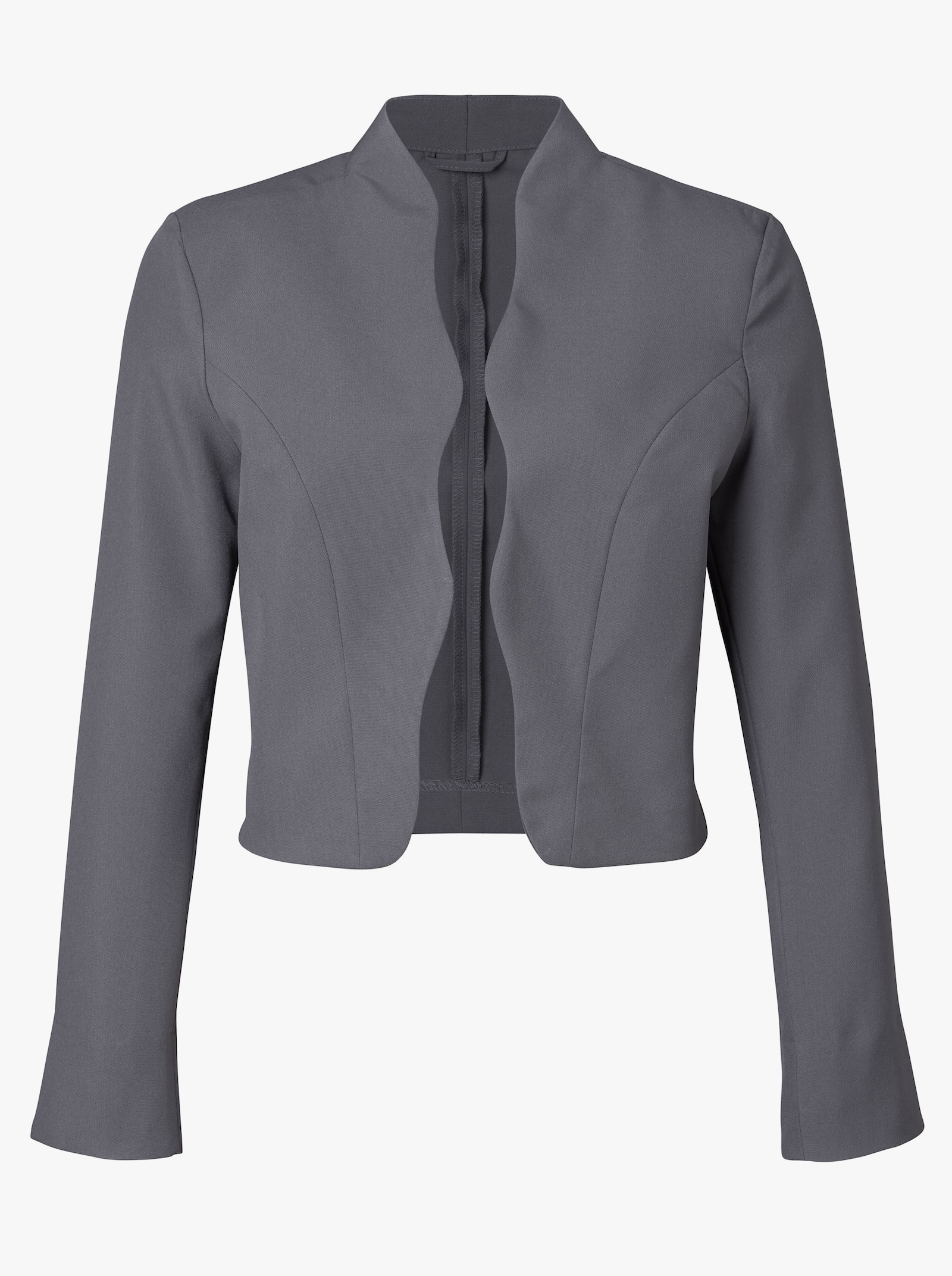 Bolerojacke mit Wellenabschluss, Stehkragen - grau