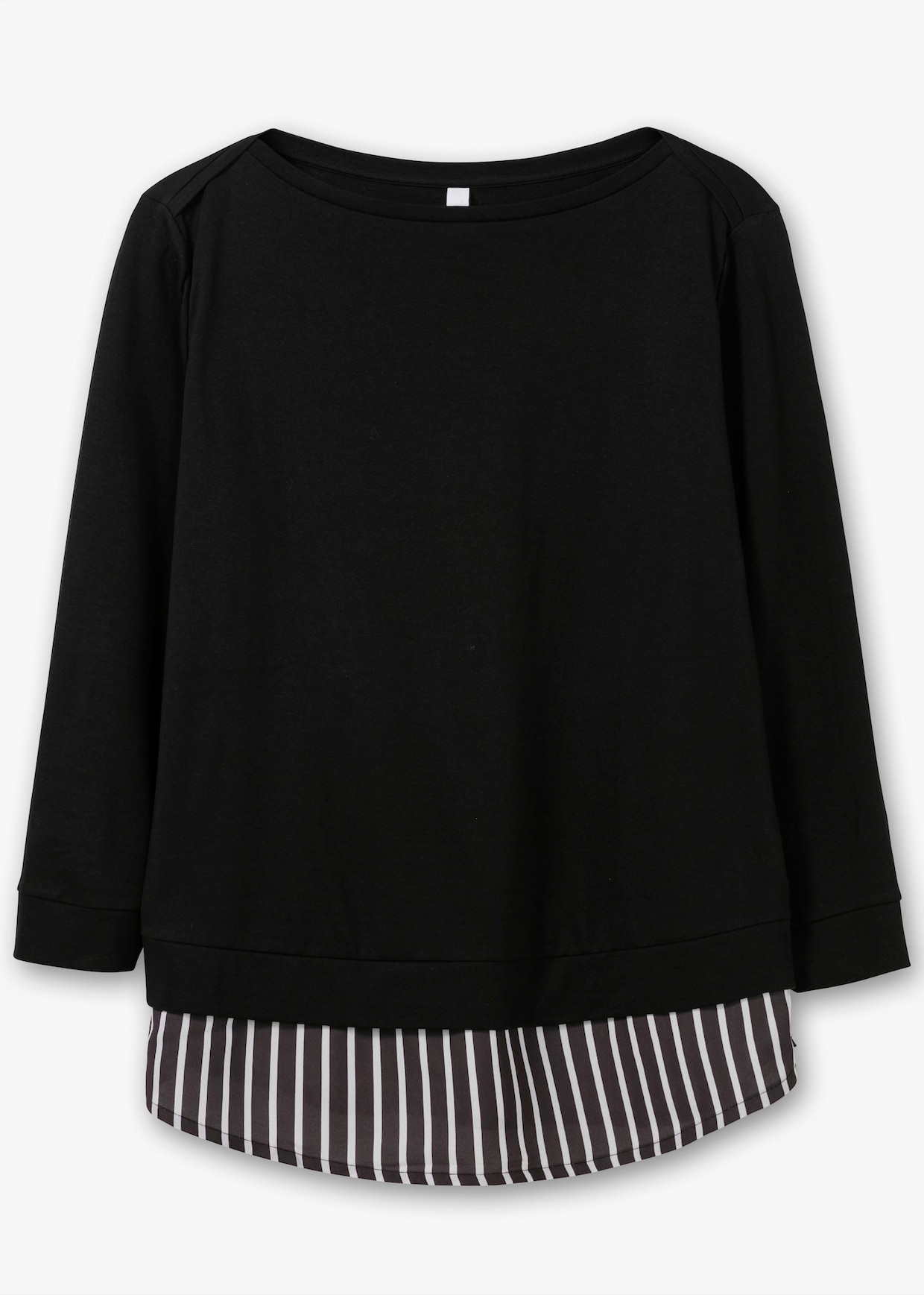 sheego 2-in-1-shirt met lange mouwen - zwart