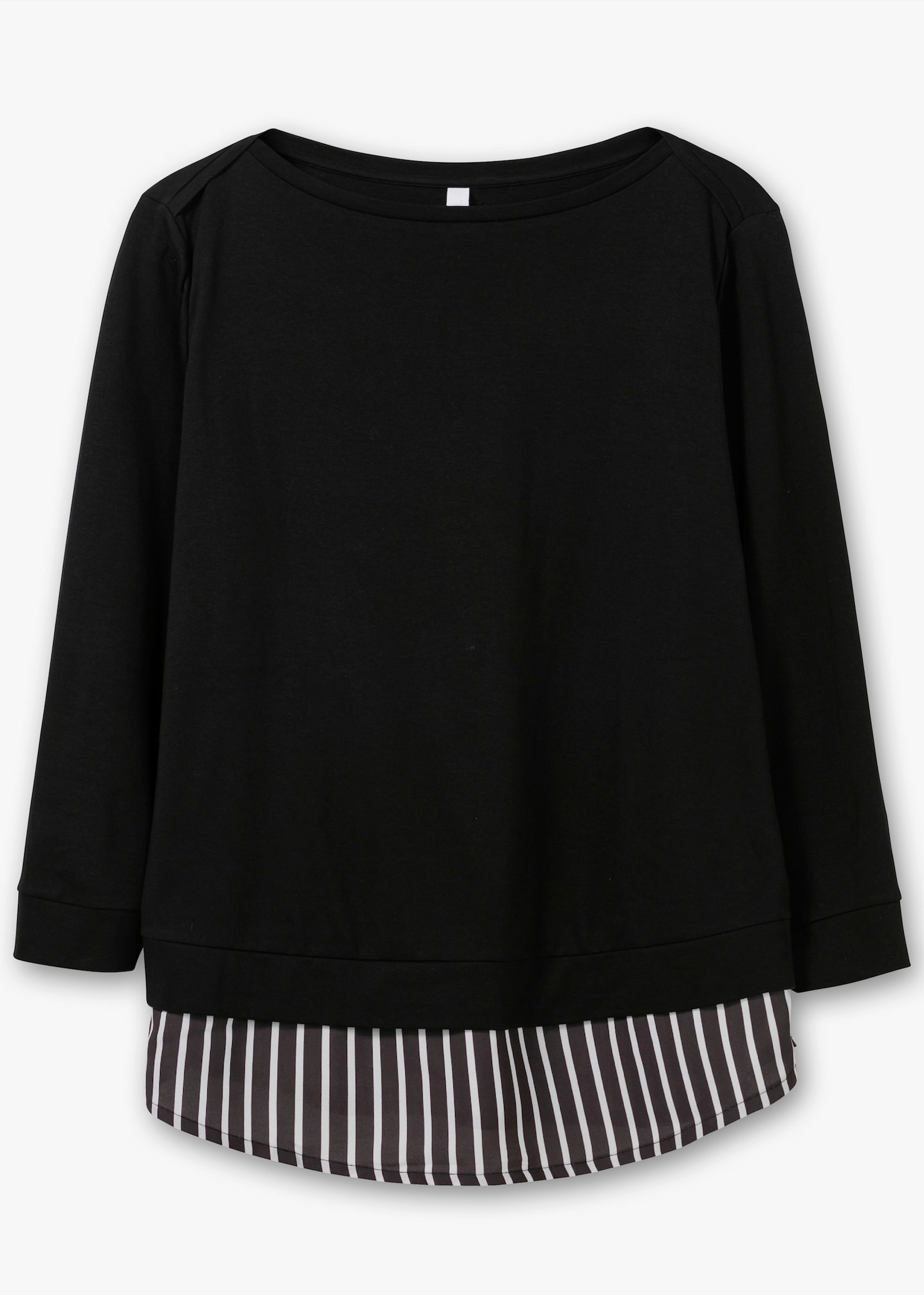 sheego 2-in-1-shirt met lange mouwen in laagjeslook - zwart