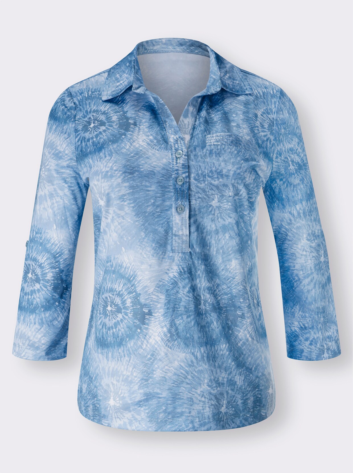 Poloshirt - jeansblauw geprint