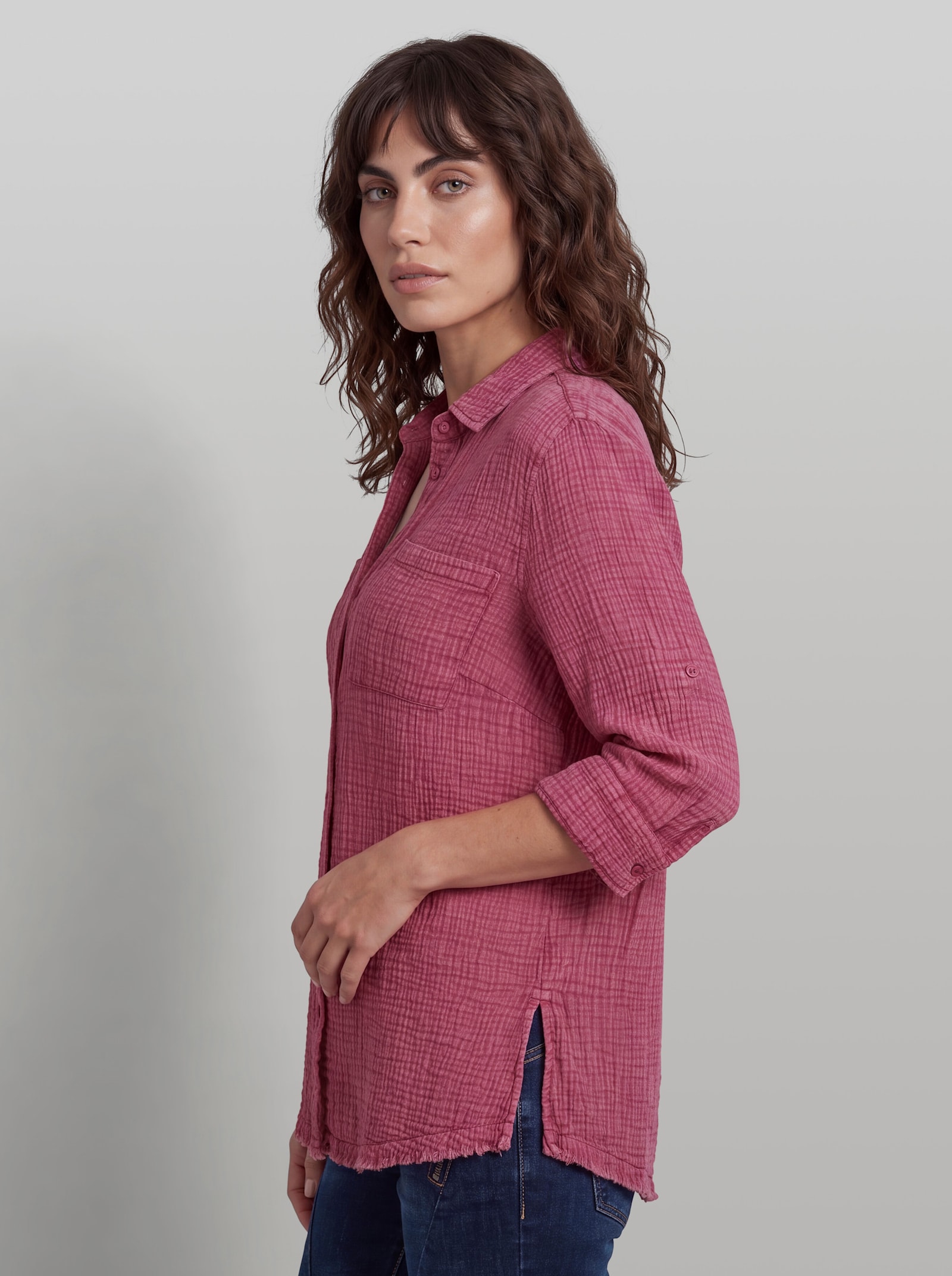 heine Baumwollbluse aus Musselin - fuchsia
